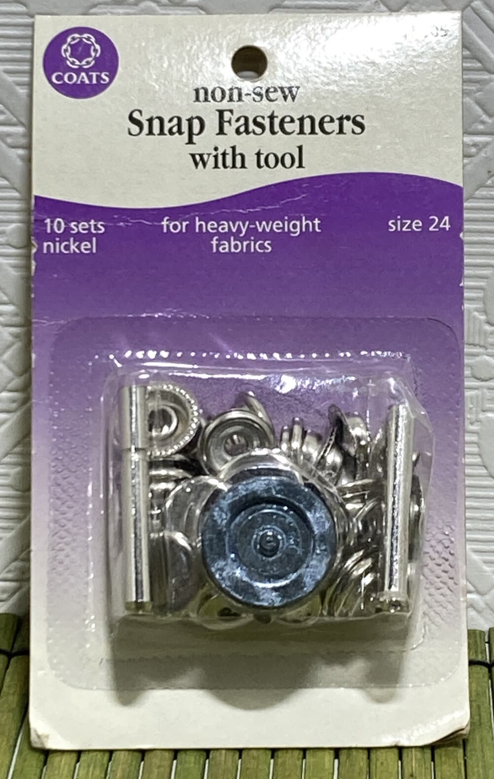 Coats Non-Sew Snap Fasteners & Tool #305 Size 24 For Heavy Weight Fabrics 10 set