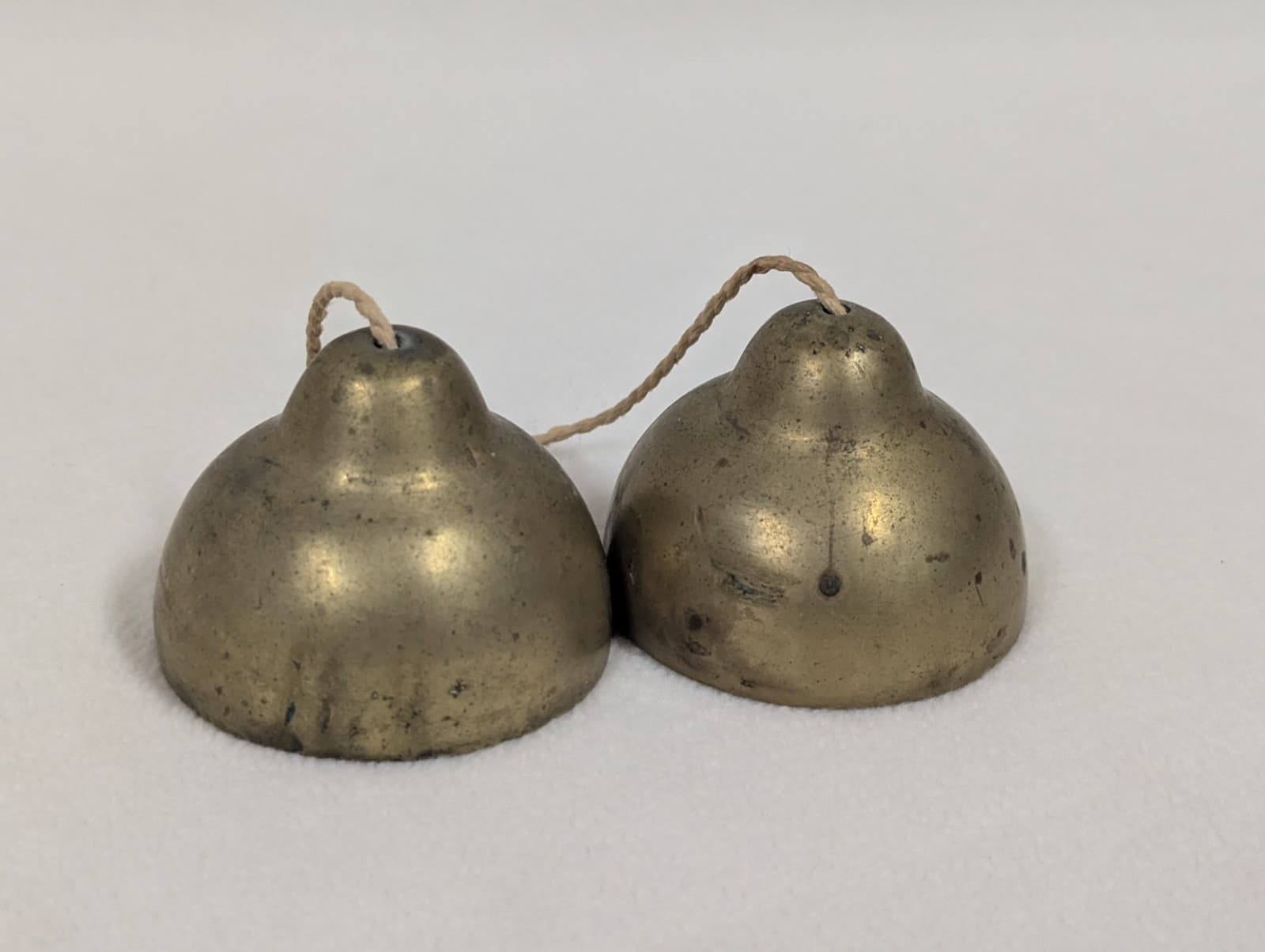 Vtg Antique Brass Chinese Finger Si Cymbals Clapper Musical Instrument Pengling