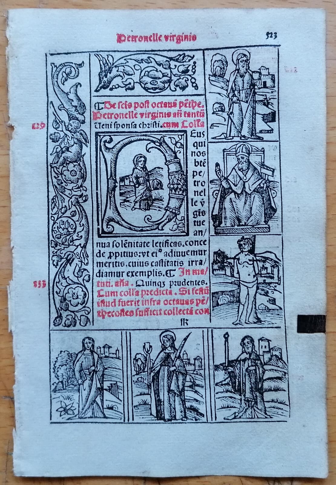 Post Incunable Leaf Brevarium Pataviensis Woodcuts (523) - 1508