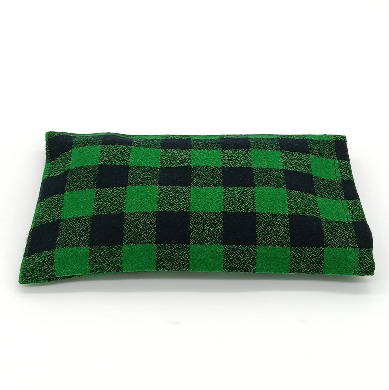 Microwavable Rice Heat Pack, Green & Black Plaid Flannel Hot Cold Therapy Pad