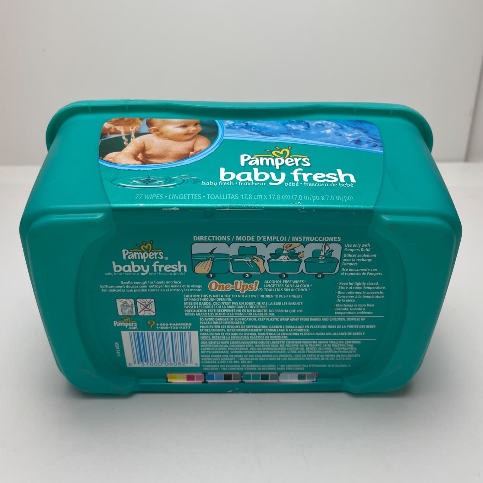 Empty Pampers Baby Wipes Dispenser  Pop Up Container Only Teal Blue Green 2