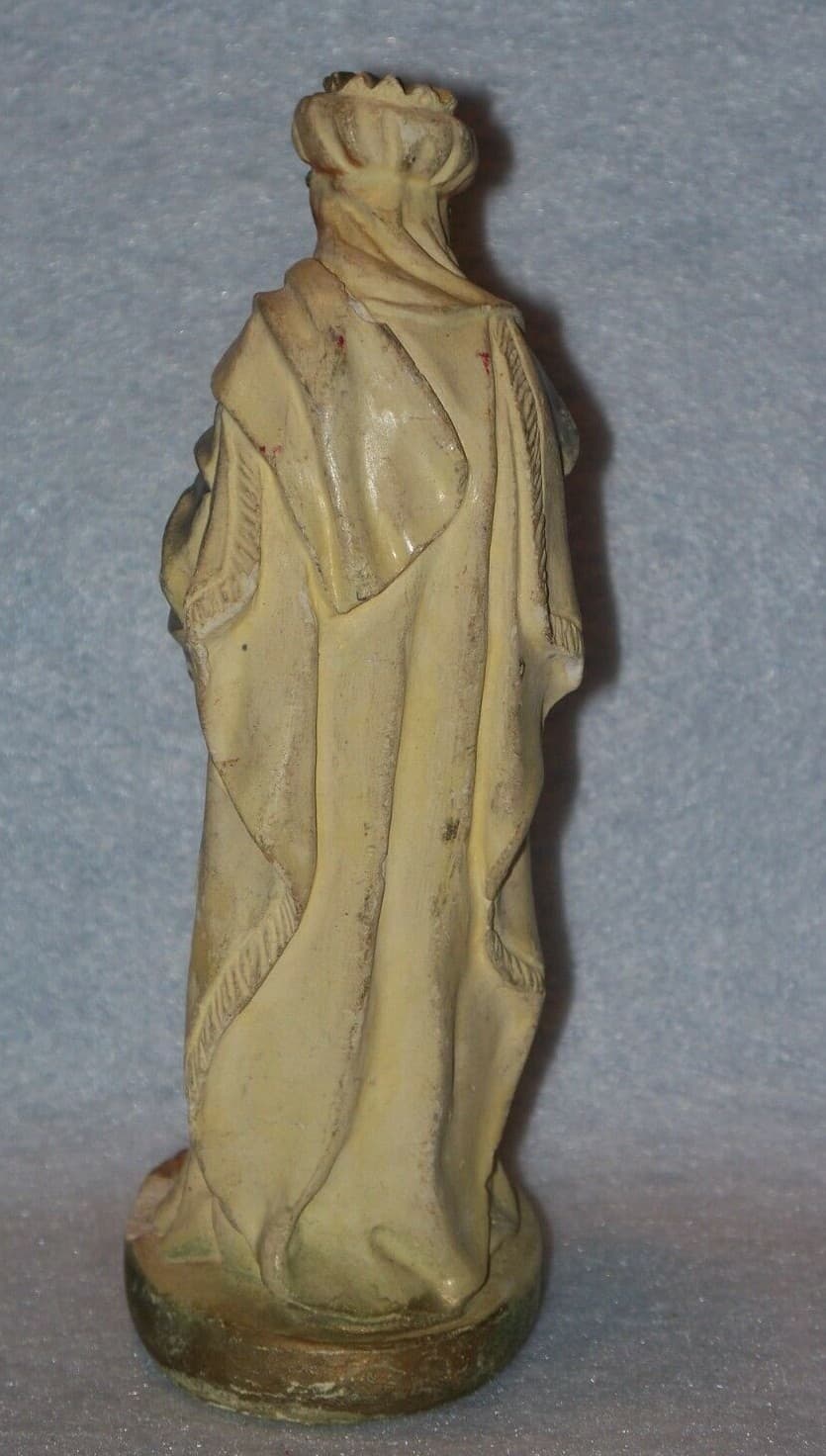VINTAGE MID CENTURY CHALK 5 3/4" TALL WISE MAN KING CHRISTMAS NATIVITY FIGURINE 3
