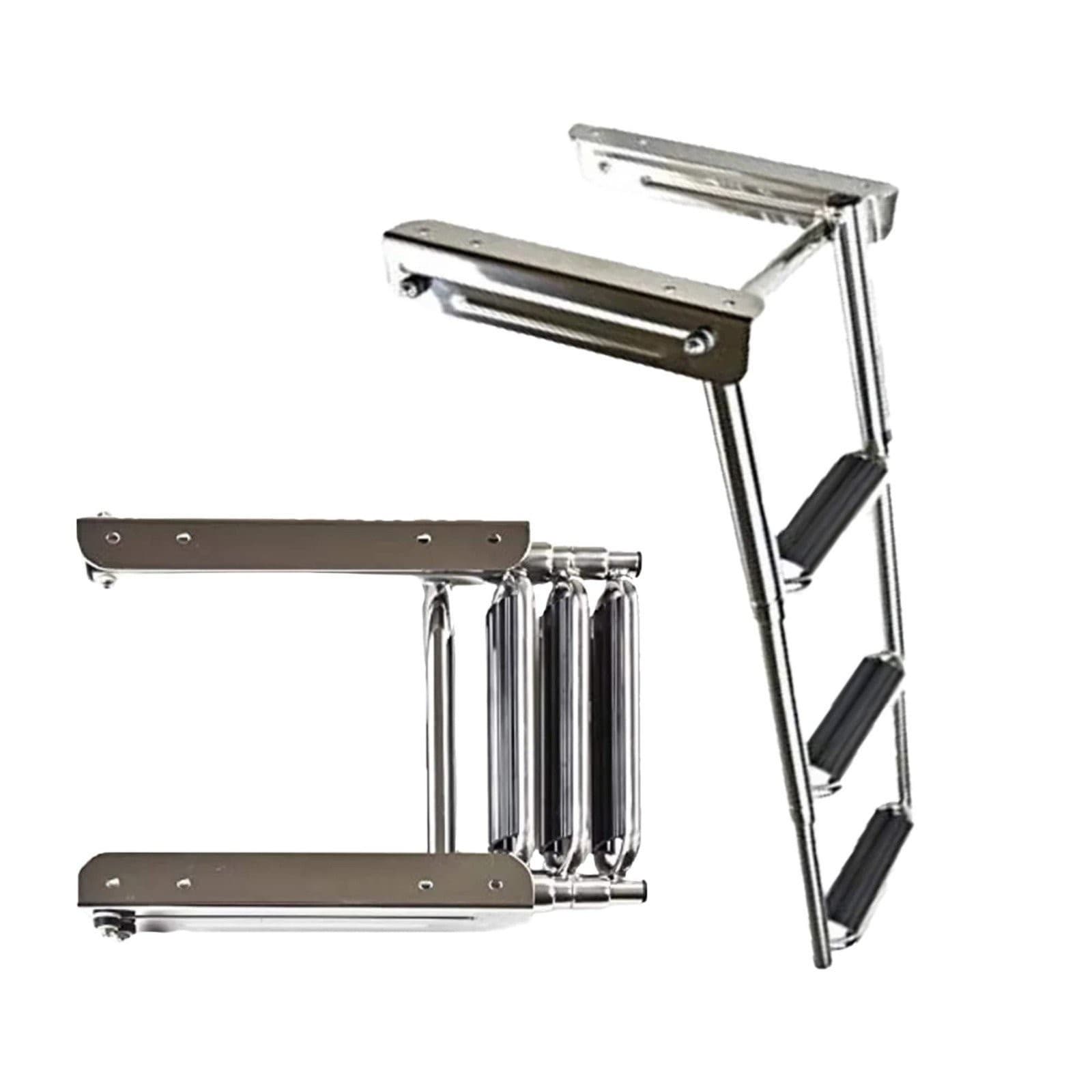 Marine City Stainless Steel Under Platform Telescoping Handrail 3 Steps Ladder