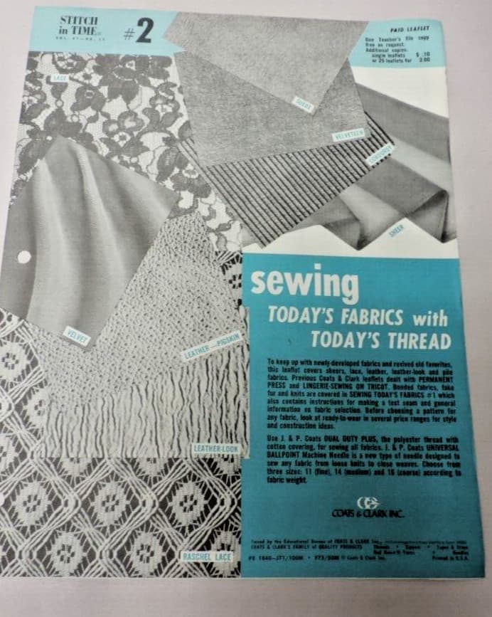 4 1950s - 1960s Sewing Educational Pamphlets Lot: Sewing with thread & Fabrics 2