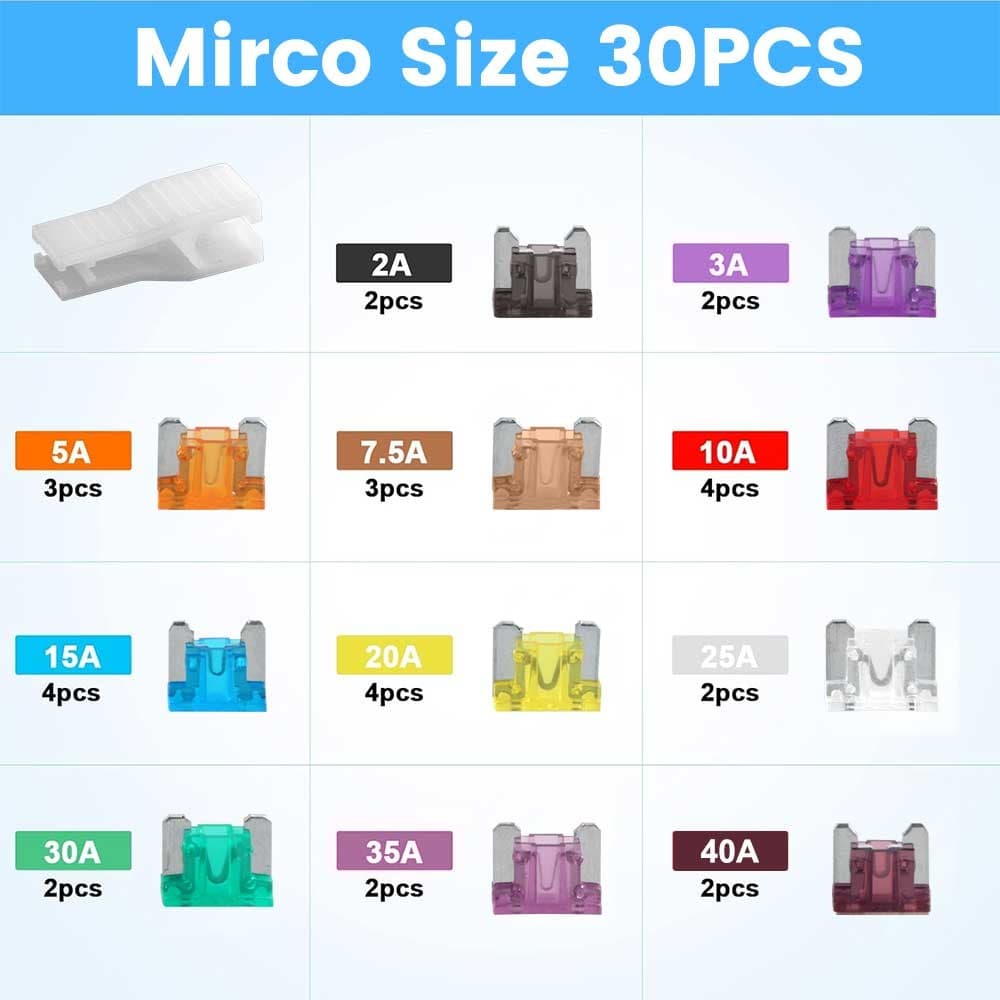 30Pcs Car Blade Fuse Assortment Assorted Kit Blade Set Auto Truck Automotive 6