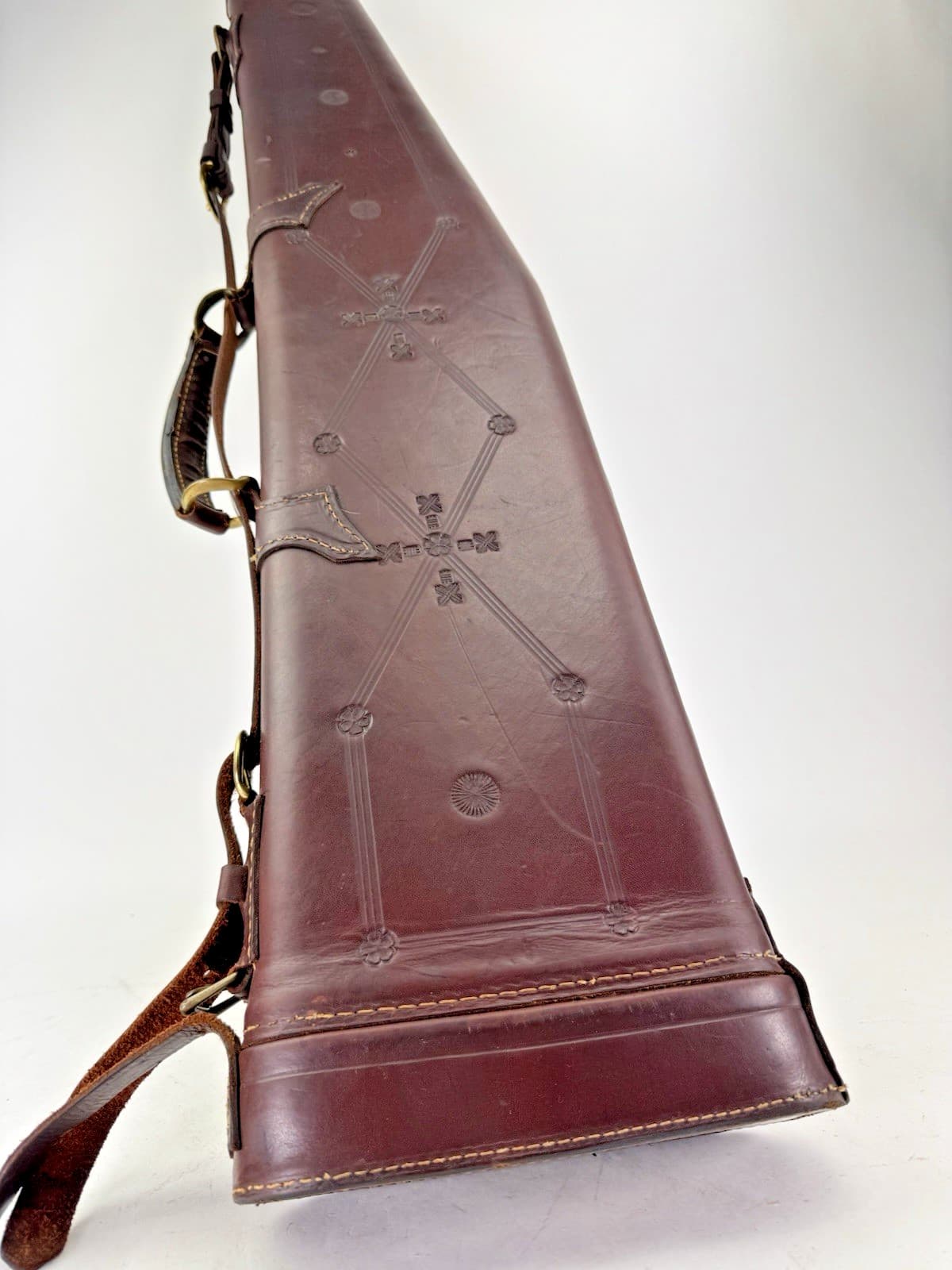 Rare Antique Leg o Mutton Abercrombie Fitch Shotgun Gun Case Leather Tooled 4