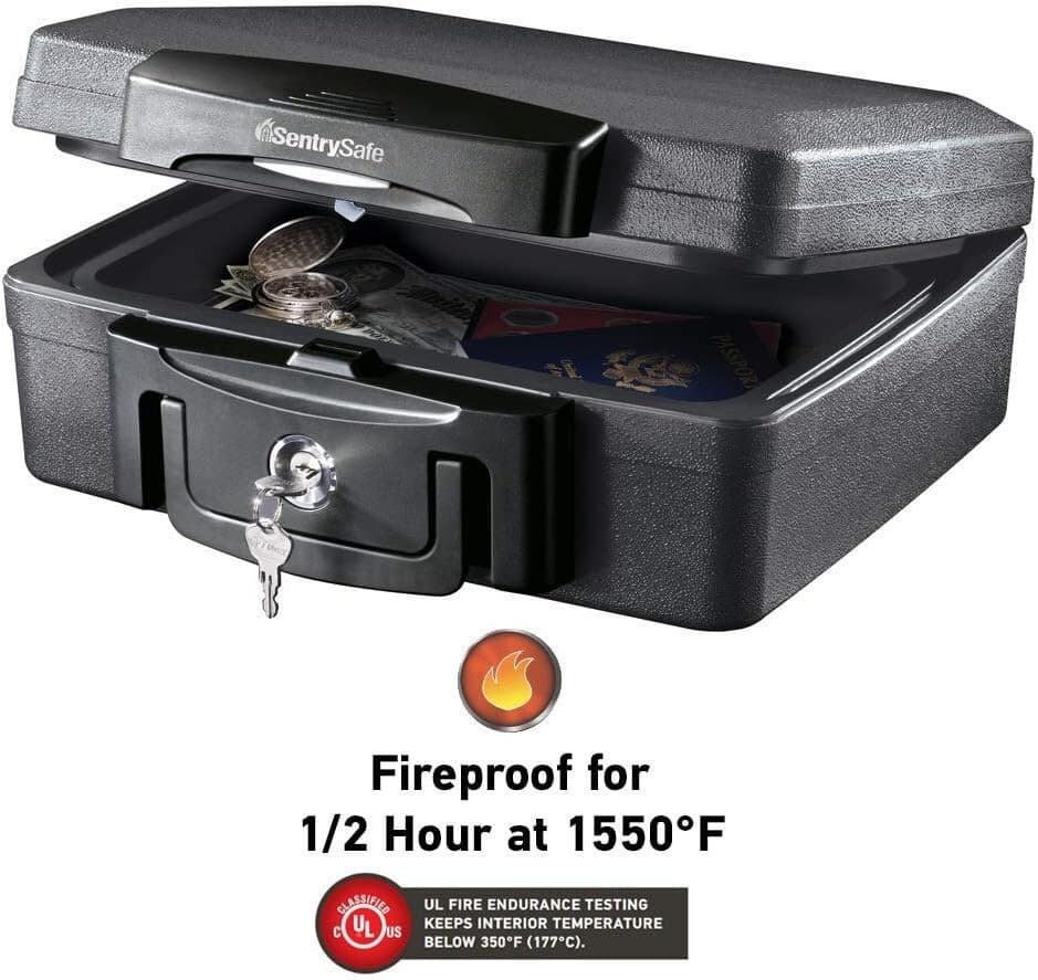 SentrySafe H0100 Fireproof Waterproof Portable Safe with Key Lock – 0.17 cu ft 5