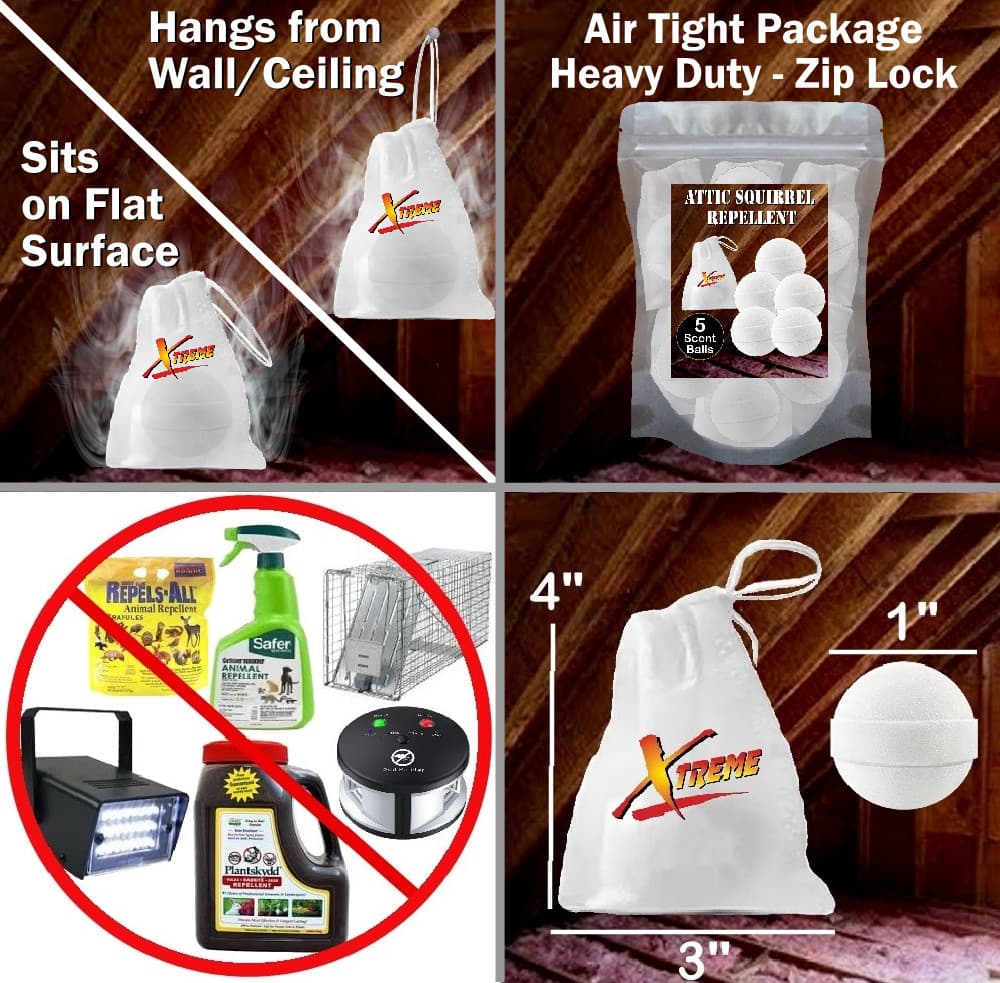 Xtreme Attic Squirrel Repellent. Drives Squirrels Out Fast! 5 PCS 5
