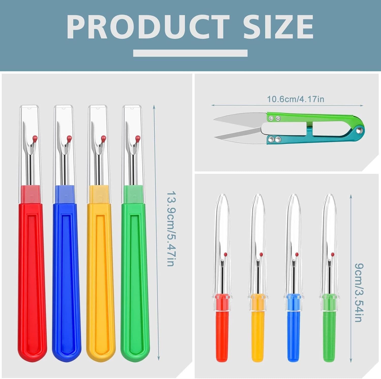 ZMAAGG Seam Ripper, 4 Big and 4 Small Stitch Remover Tools, Seam Rippers for 4