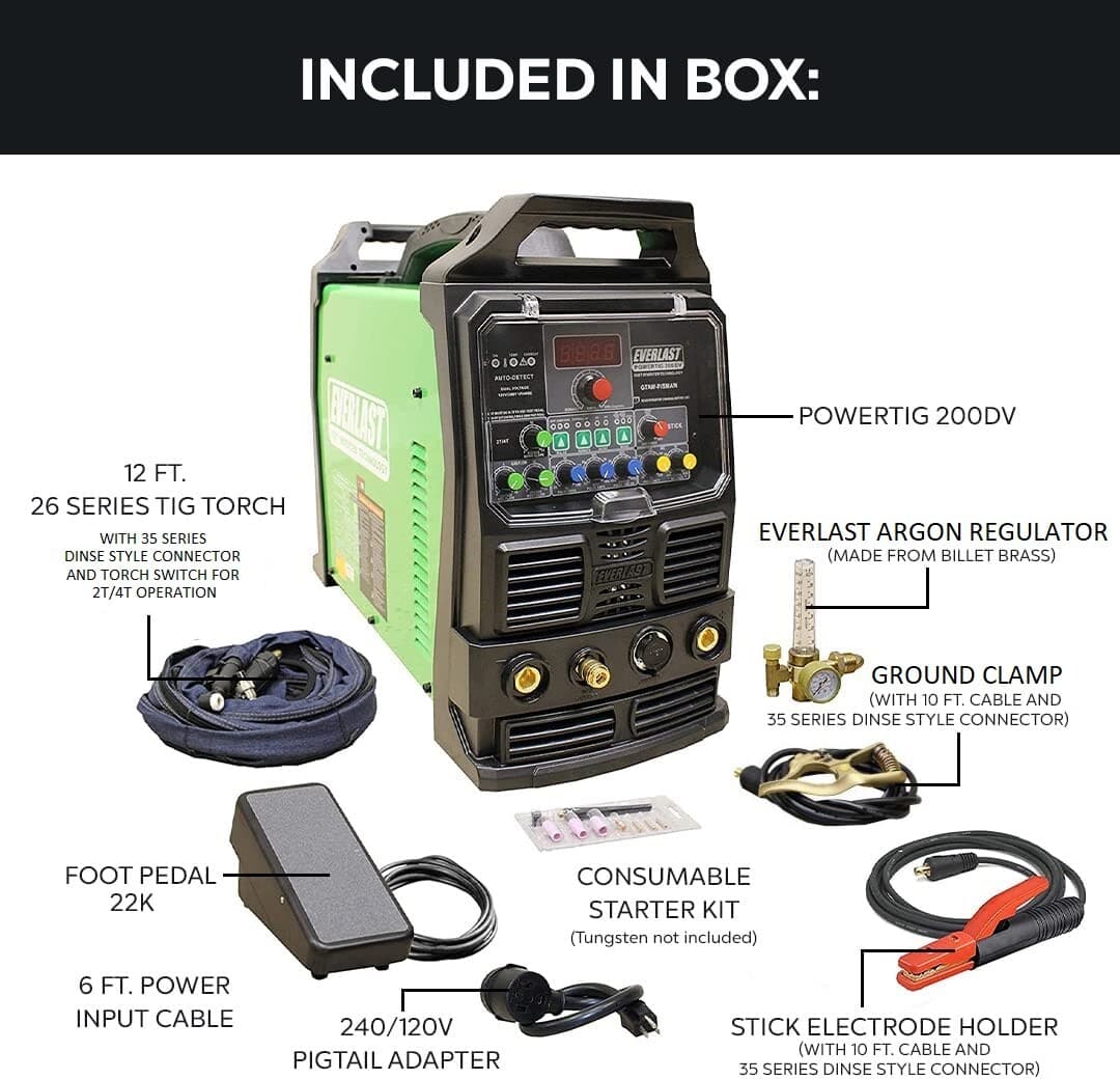 NEW PowerTIG 200DV DUAL VOLTAGE 200AMP ACDC TIG STICK PULSE WELDER EVERLAST 4