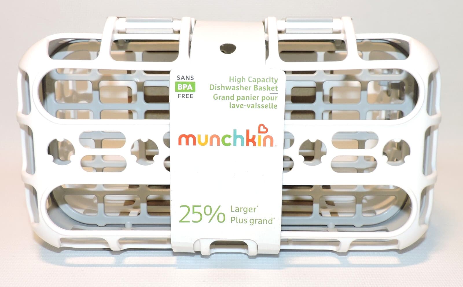 Munchkin High Capacity Dishwasher Basket White & Gray, 25% LARGER, BPA Free, NEW 5