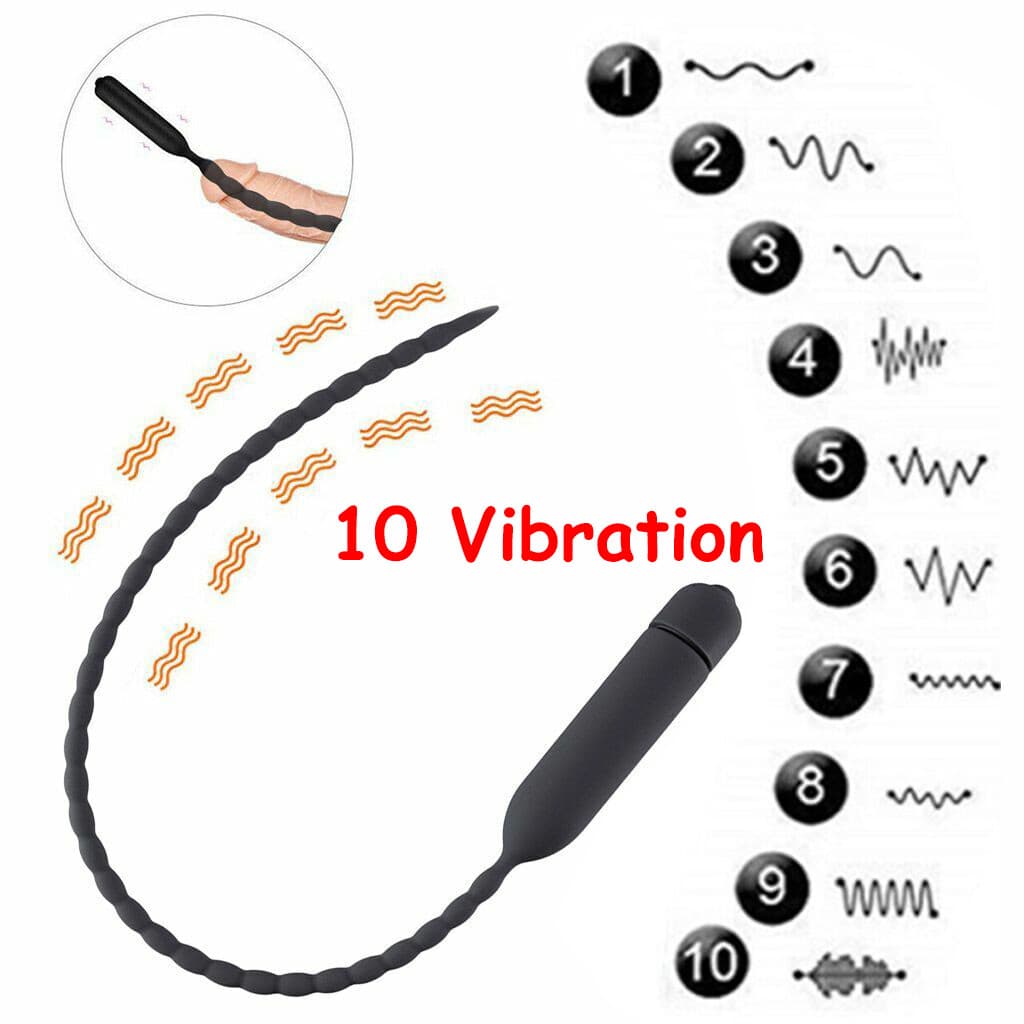 Male Vibrating Penis Plug Electrical Urethral Sounds Silicone Prostate Massage 2