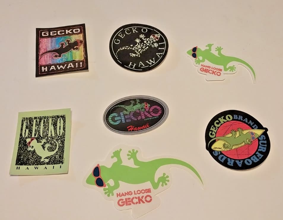 7 GECKO SURFBOARD DECAL STICKERS HAWAII HANG LOOSE SURFING SURF BOARD SHIPS FREE 2