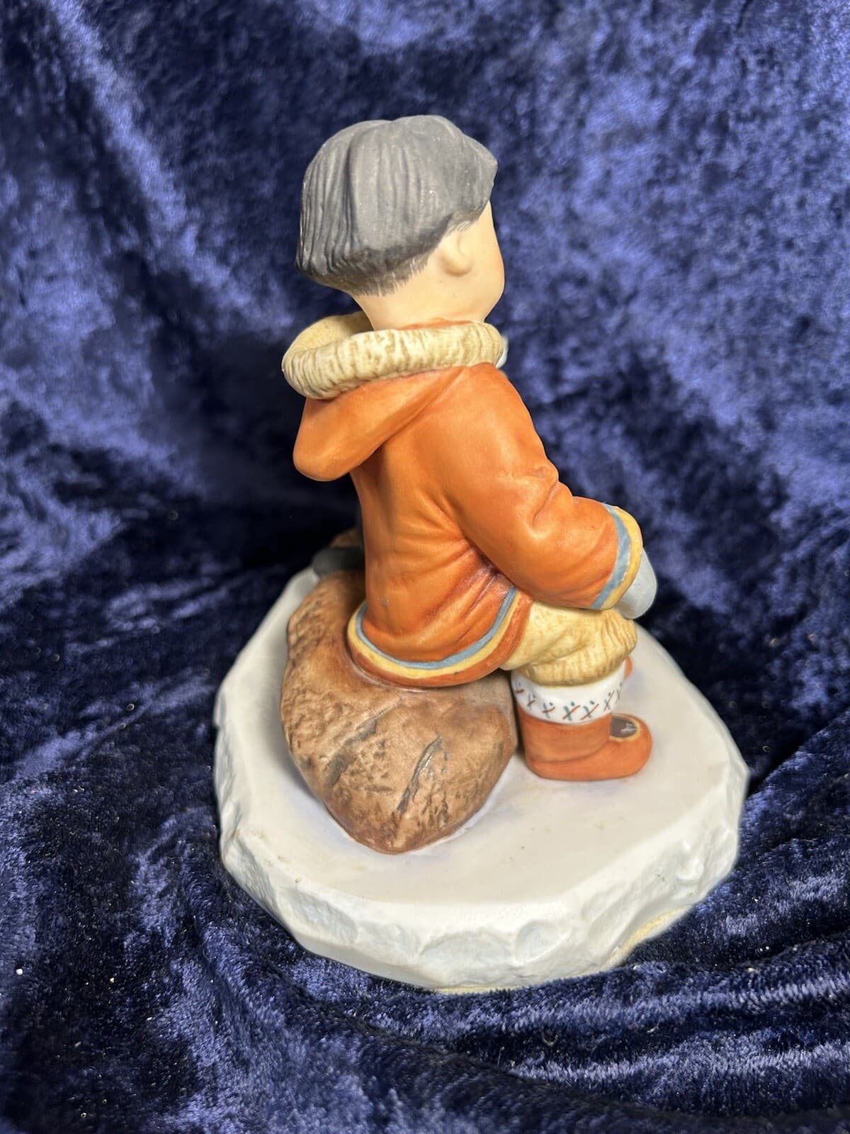 ALASKAN BOY WITH AKITA ? DOG ~ 5”x5.5” ~ Porcelain ~ Just Precious ~ VGC ~ 5