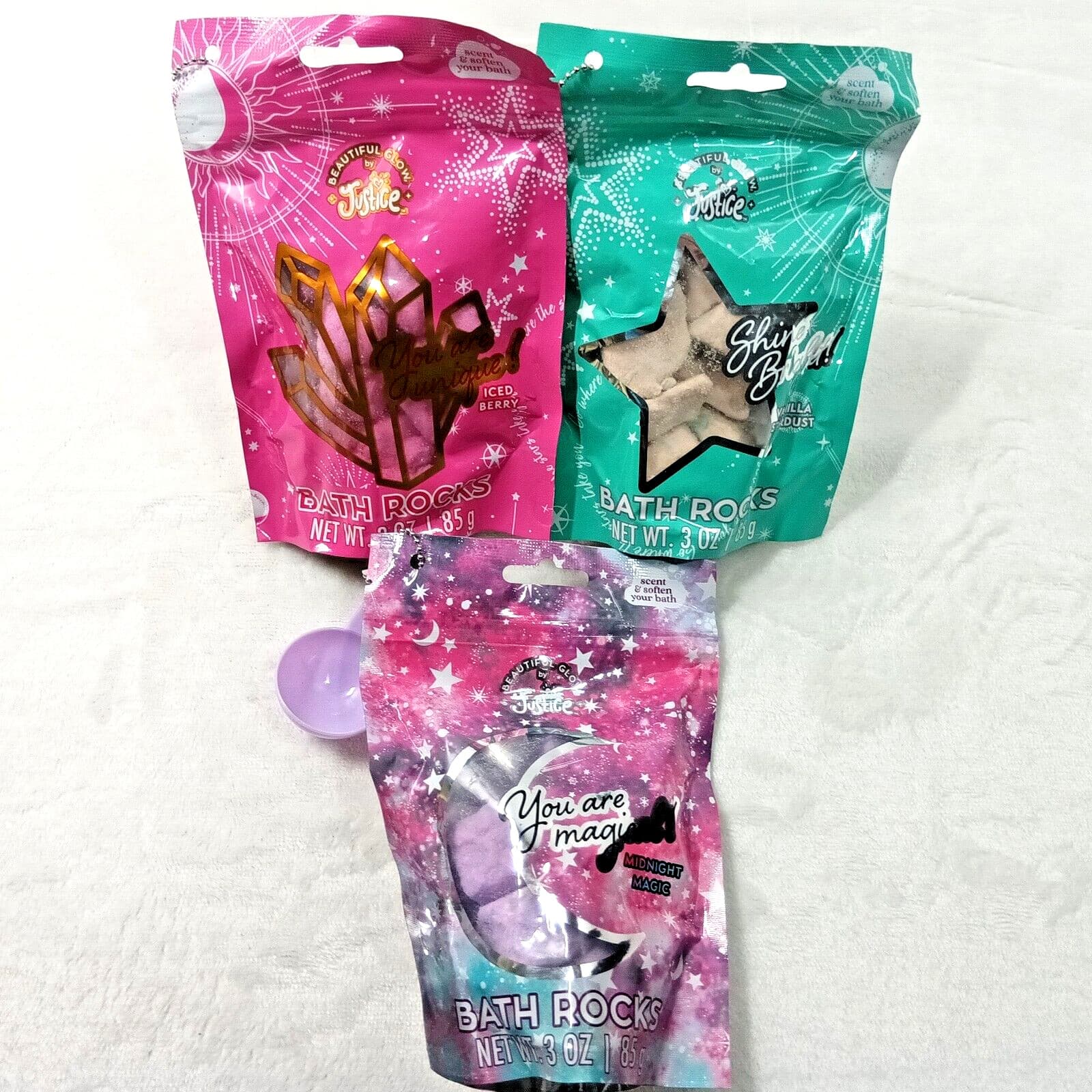 Bath Fragrance Kids Adults Justice Beautiful Glow with Scoop 3 Pack 2