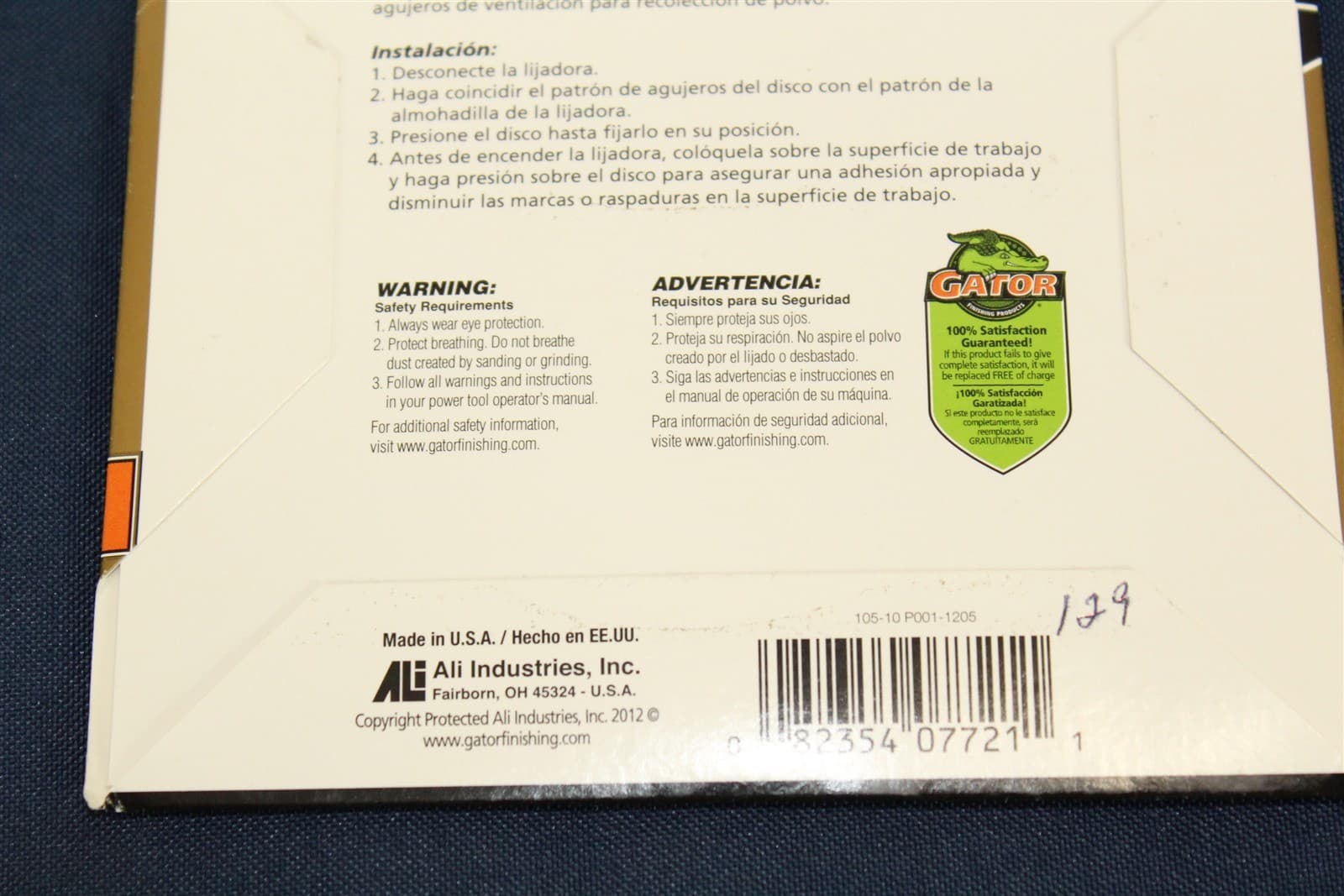 Gator Finishing 7721 120 Grit Zirconium Oxide Hook & Loop Sanding Discs 4PK 5" 6