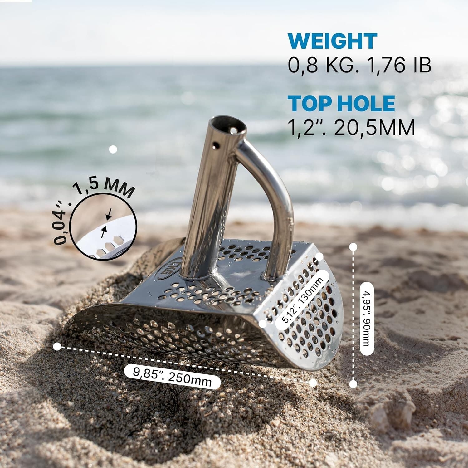 CKG Sand Scoop Metal Detecting Detector Shovel Long Carbon Fiber Handle, Diving 3