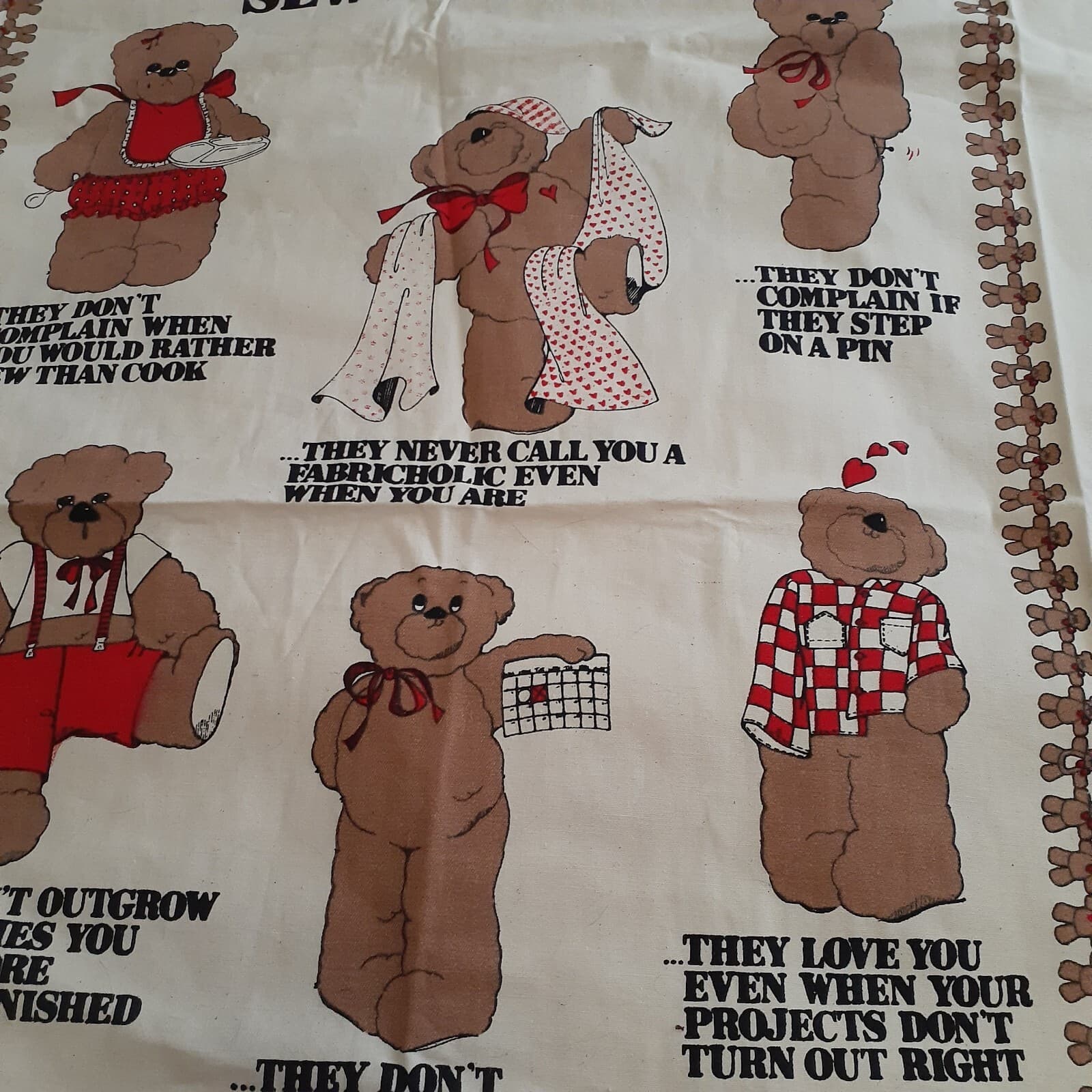 Daisy Kingdom 1983 Sewing Fabric Teddy Bear Panel Canvas Cotton Crafts 30 x 43" 5