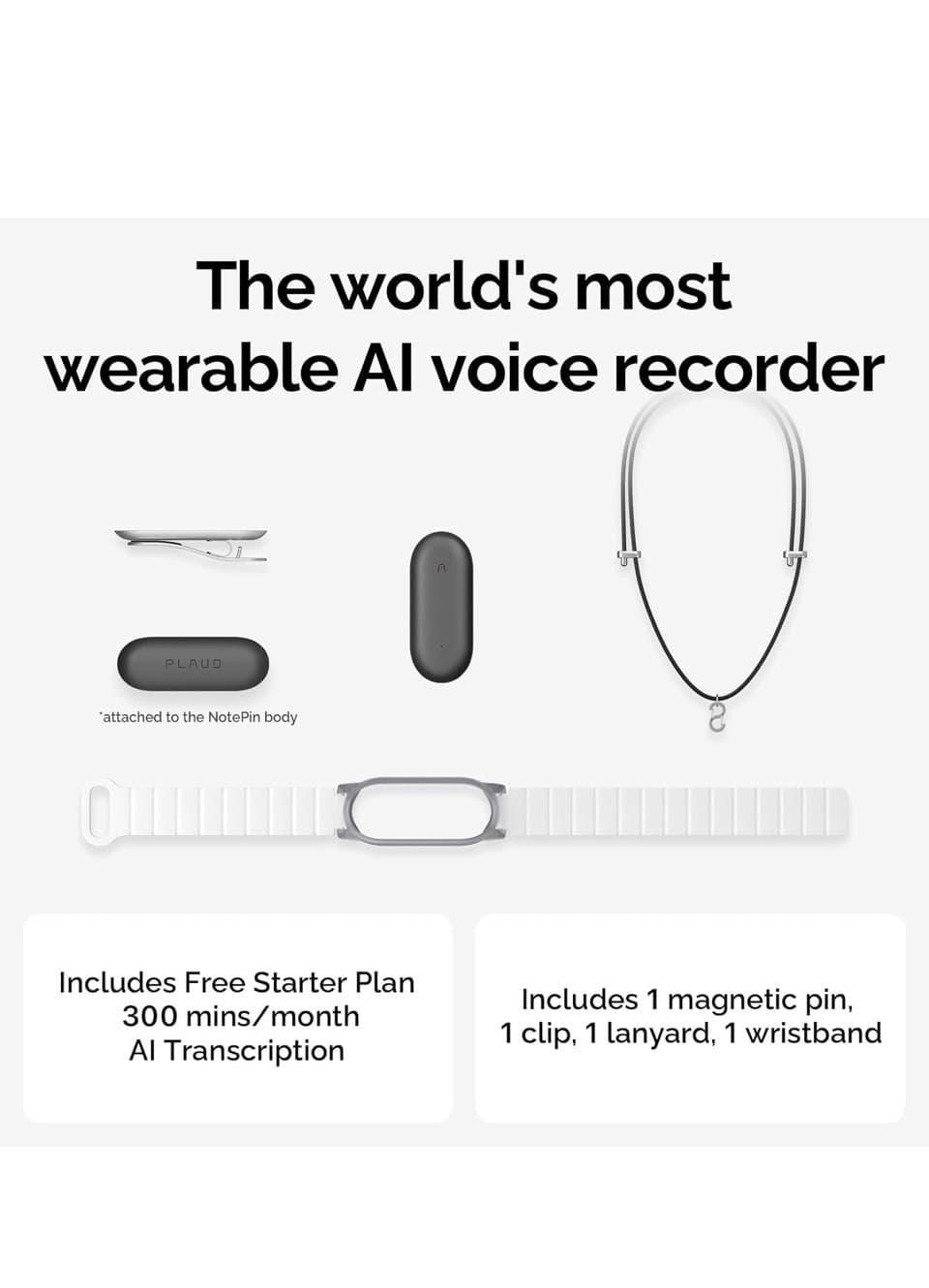 AI Voice Recorder,  NotePin Voice Recorder, App Control, AI Notetaker (Brand New 6