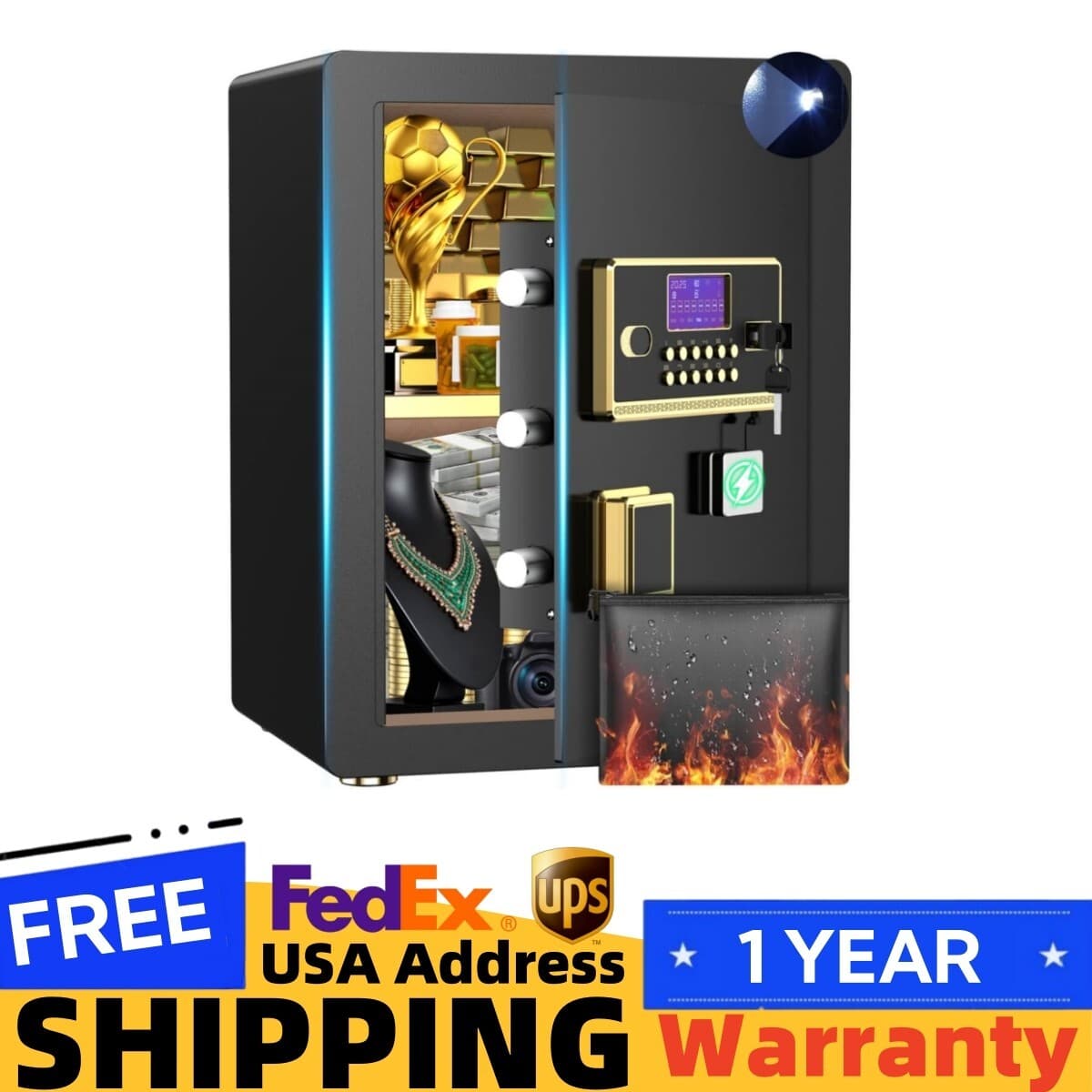 BESAFETY 3.8 Cuft Large Safe Box, Digital Keypad Home Security Safe