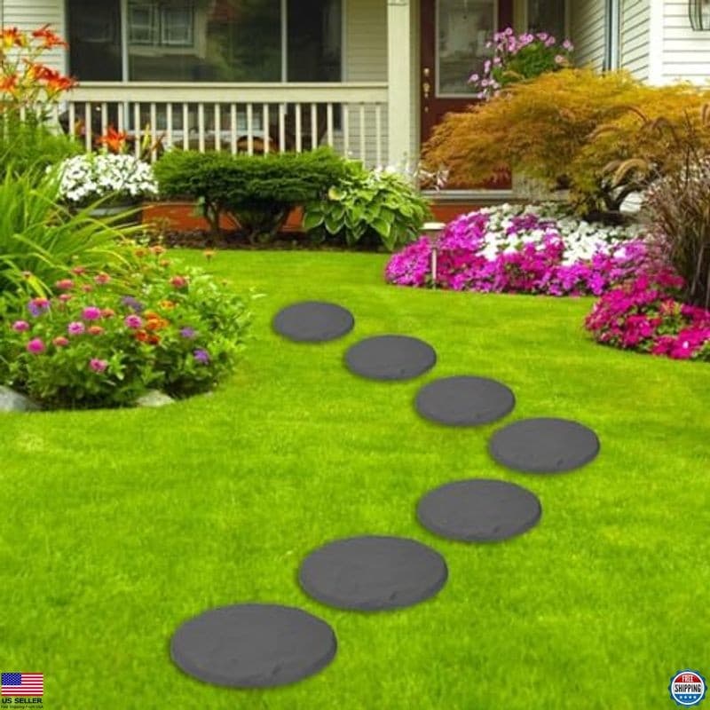 Gray Garden Stepping Stones with Ground Stakes for Lawn Pathways & Walkways 3