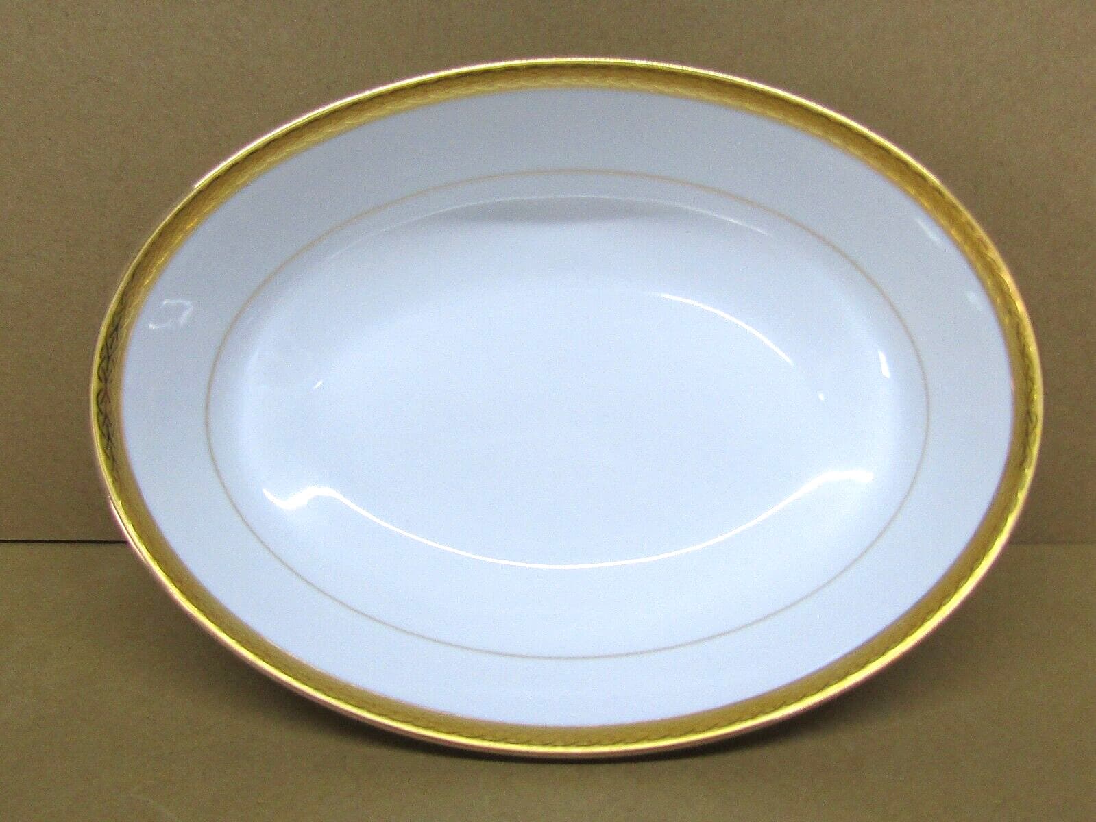 Noritake QUEEN'S GOLD 4285 Contemporary China Oval Serving Platter + Veg Bowl 4