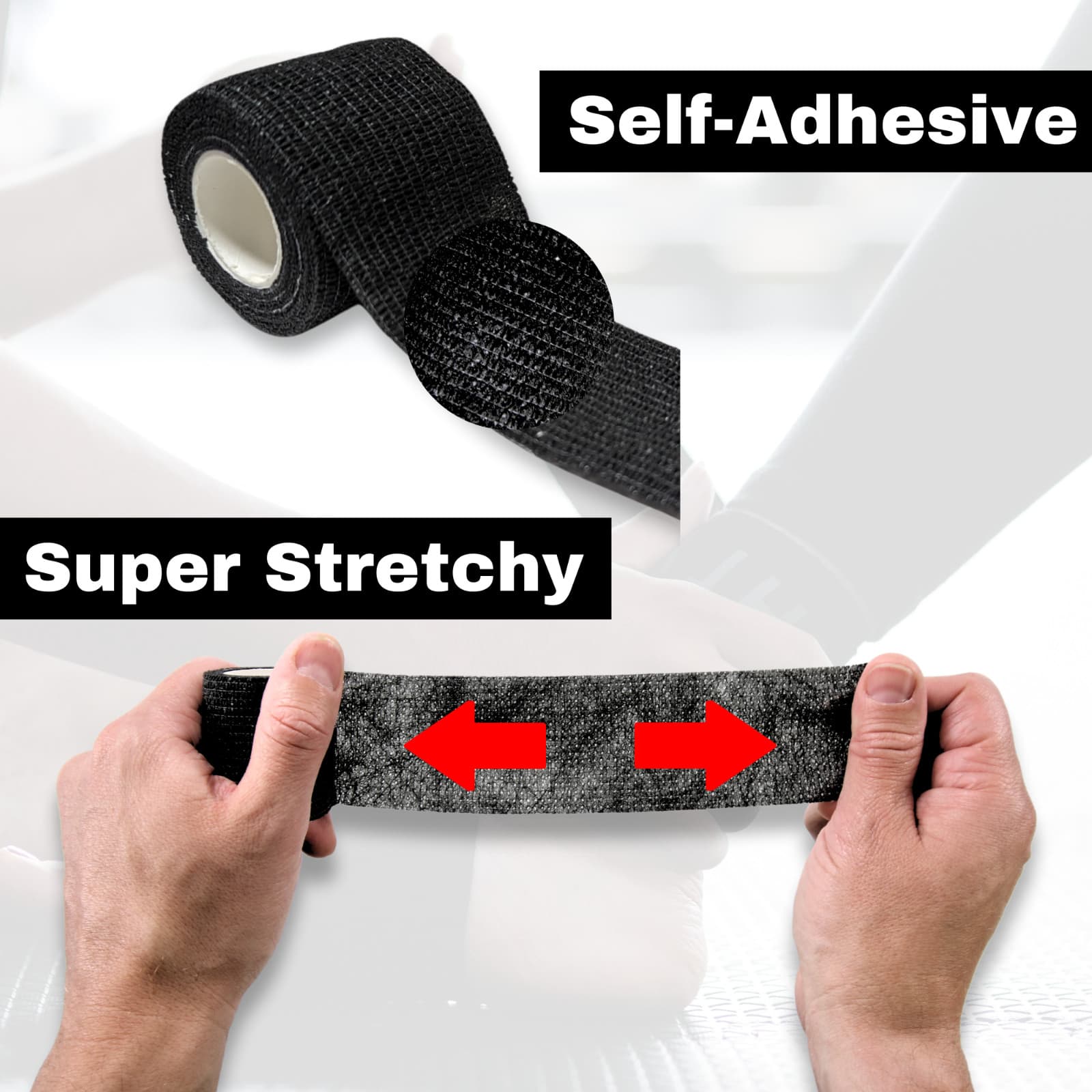 24 Count Black Self Adhesive Bandage Wrap, 2" x 5 Yards (15 feet) Tape 2