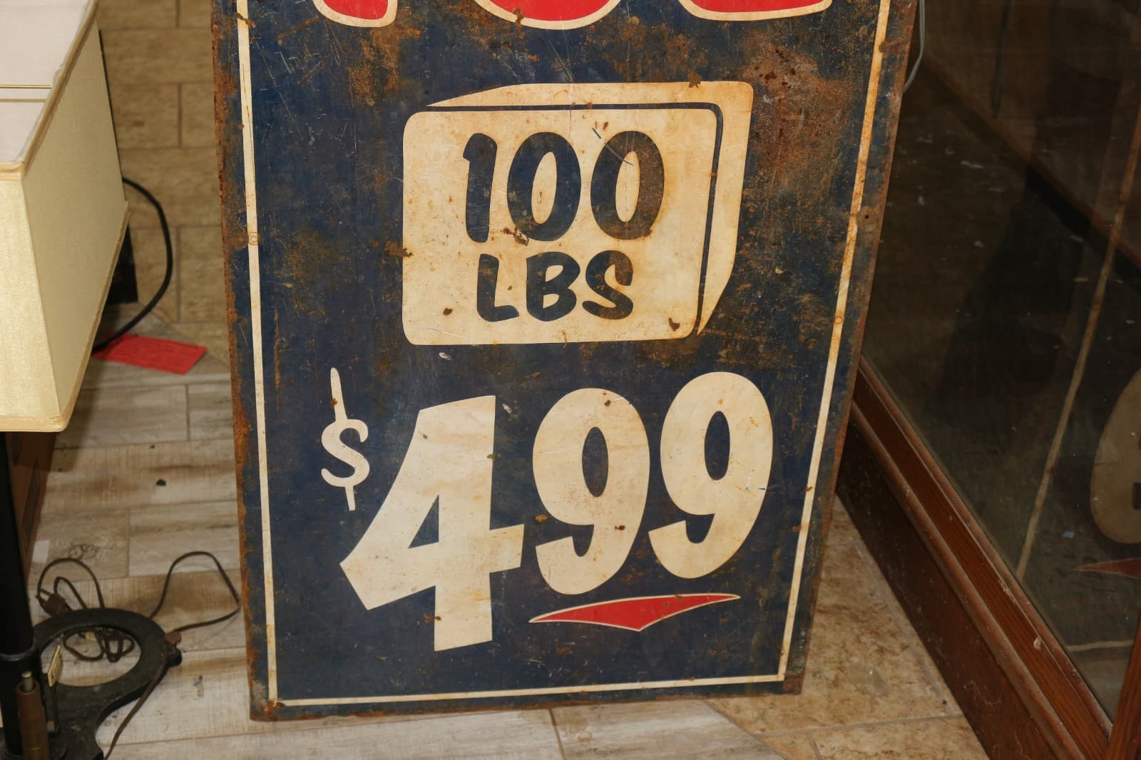 Large 24"x48" Vintage Ice 100Lbs $4.99 Beer Soda Pop General Store Metal Sign 3