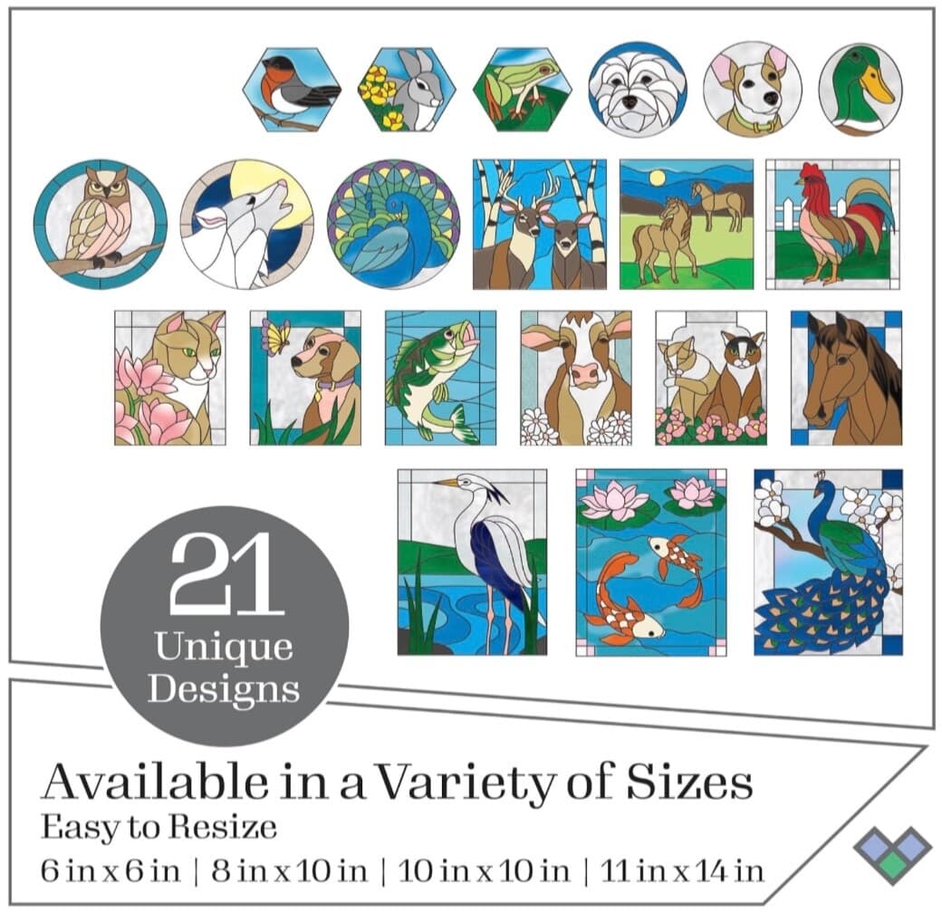 Gallery Glass PATTERN Pack: Traditional ANIMALS, Dogs, Cats, Birds, Horses &more 4