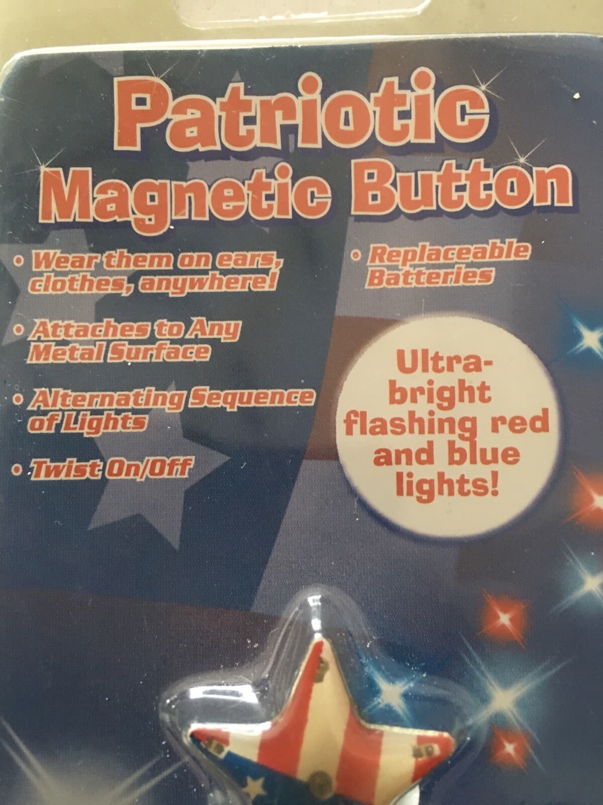 Patriotic Magnetic Button, Ultra Bright Flashing Light  4