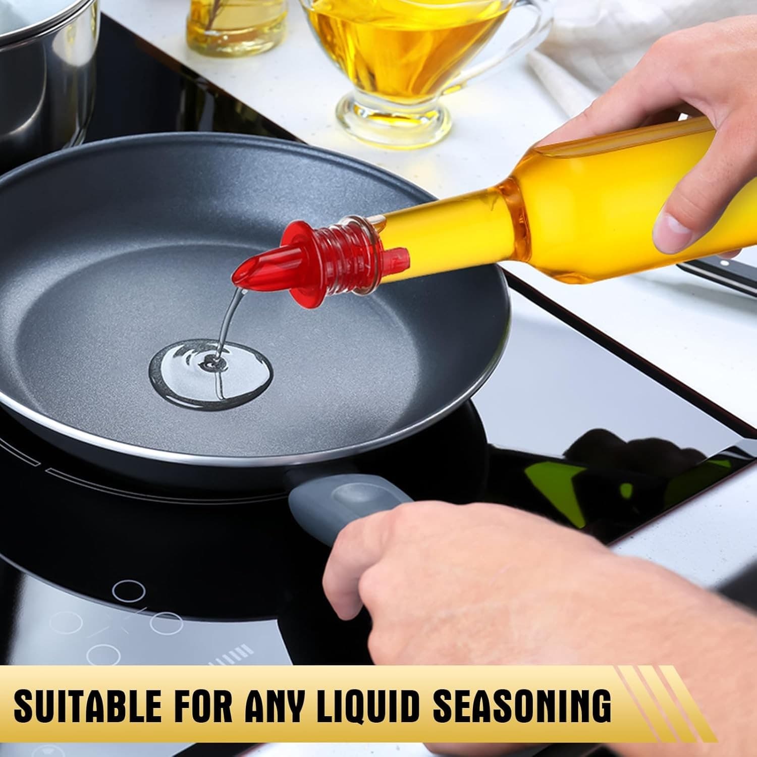 Tioncy 10 Sets 15oz Plastic Liquor Bottles with Pourers and Caps Red 5