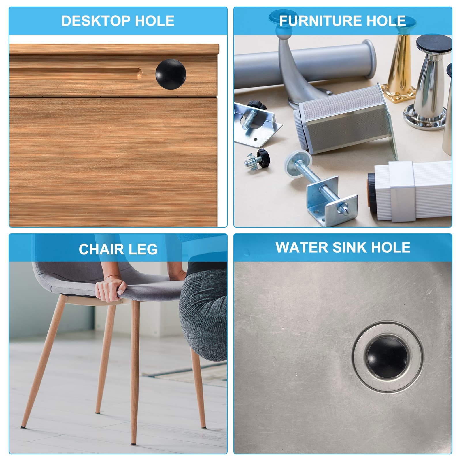 6Pcs 50mm Diameter Silicone Round Snap Furniture Hole Plug White 5