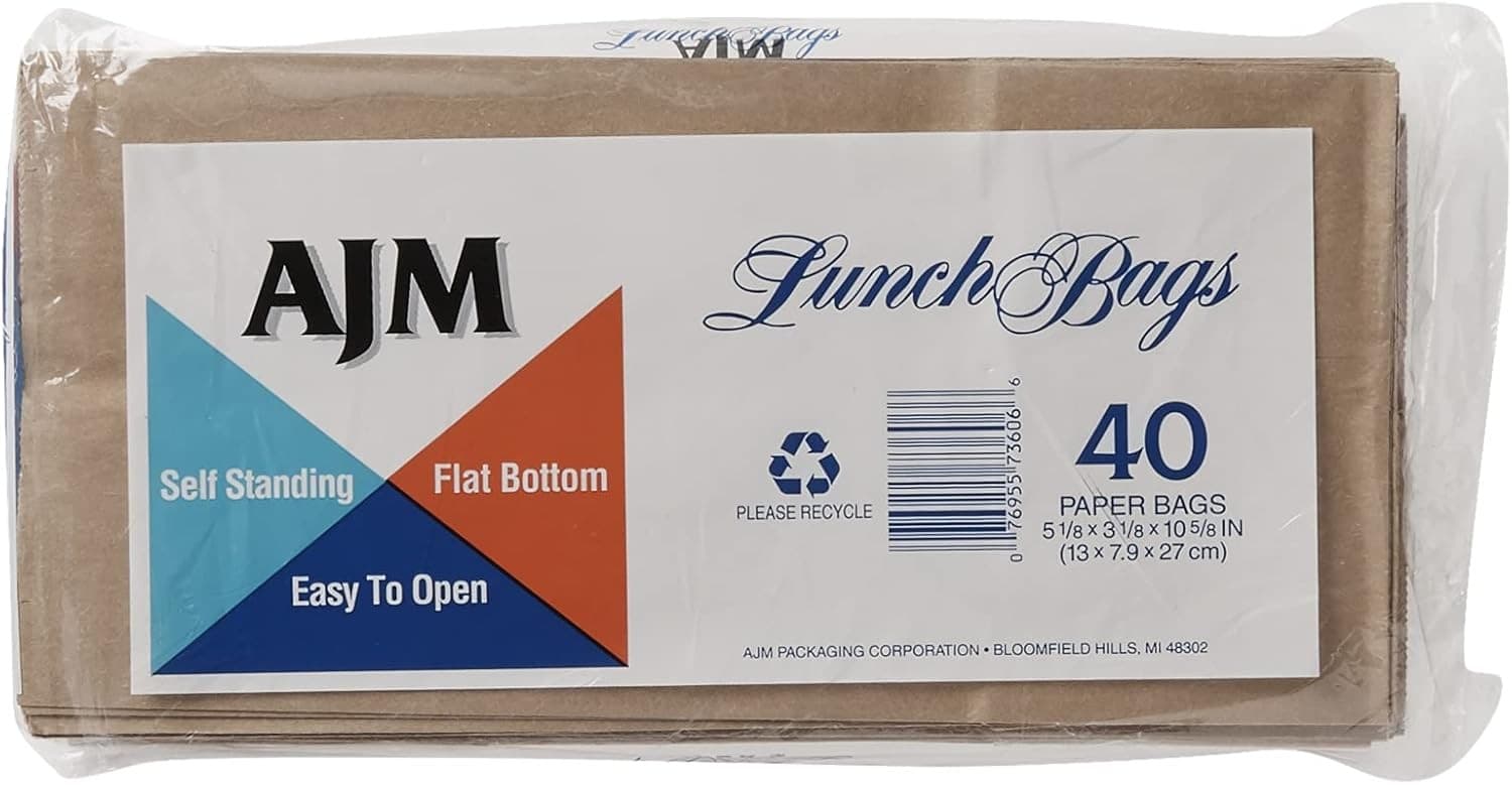 AJM Brown Paper Lunch Bags 40 Count 1 pack,  4