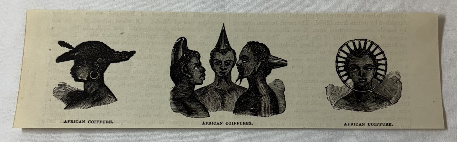 1877 magazine engraving ~ AFRICAN COIFFURE hairstyles