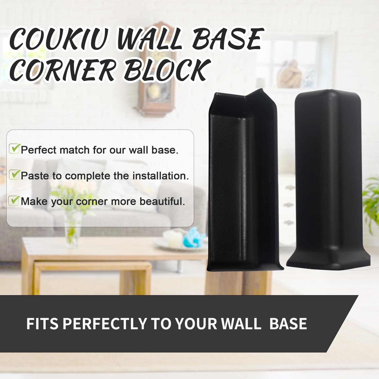 Self Adhesive Baseboard Corner Blocks, 4inch(Width)3 Inside + 3 Outside Corne... 6