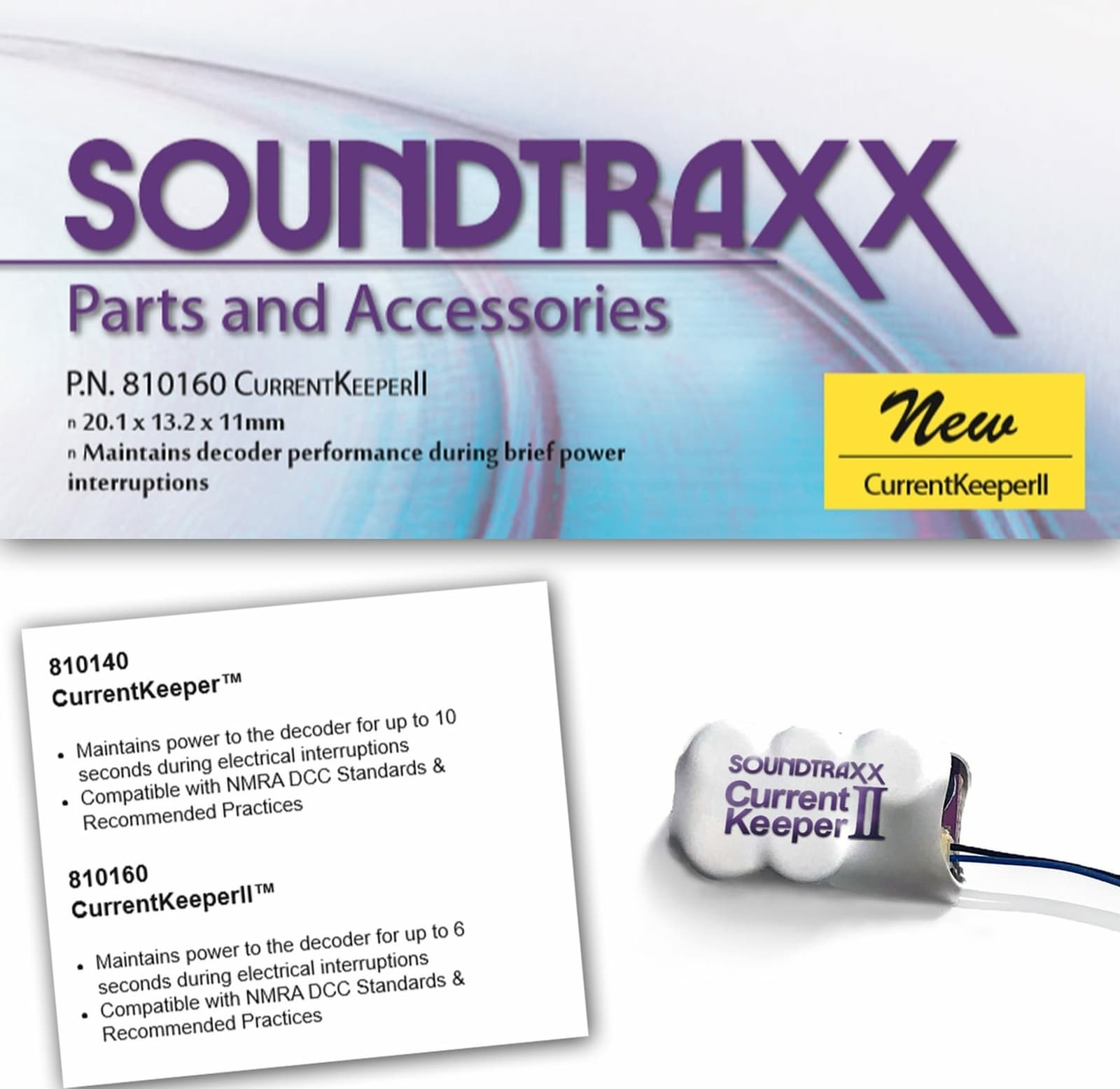 New Soundtraxx 810160 CurrentKeeper II ~ Maintain Power for up to 6 seconds     3