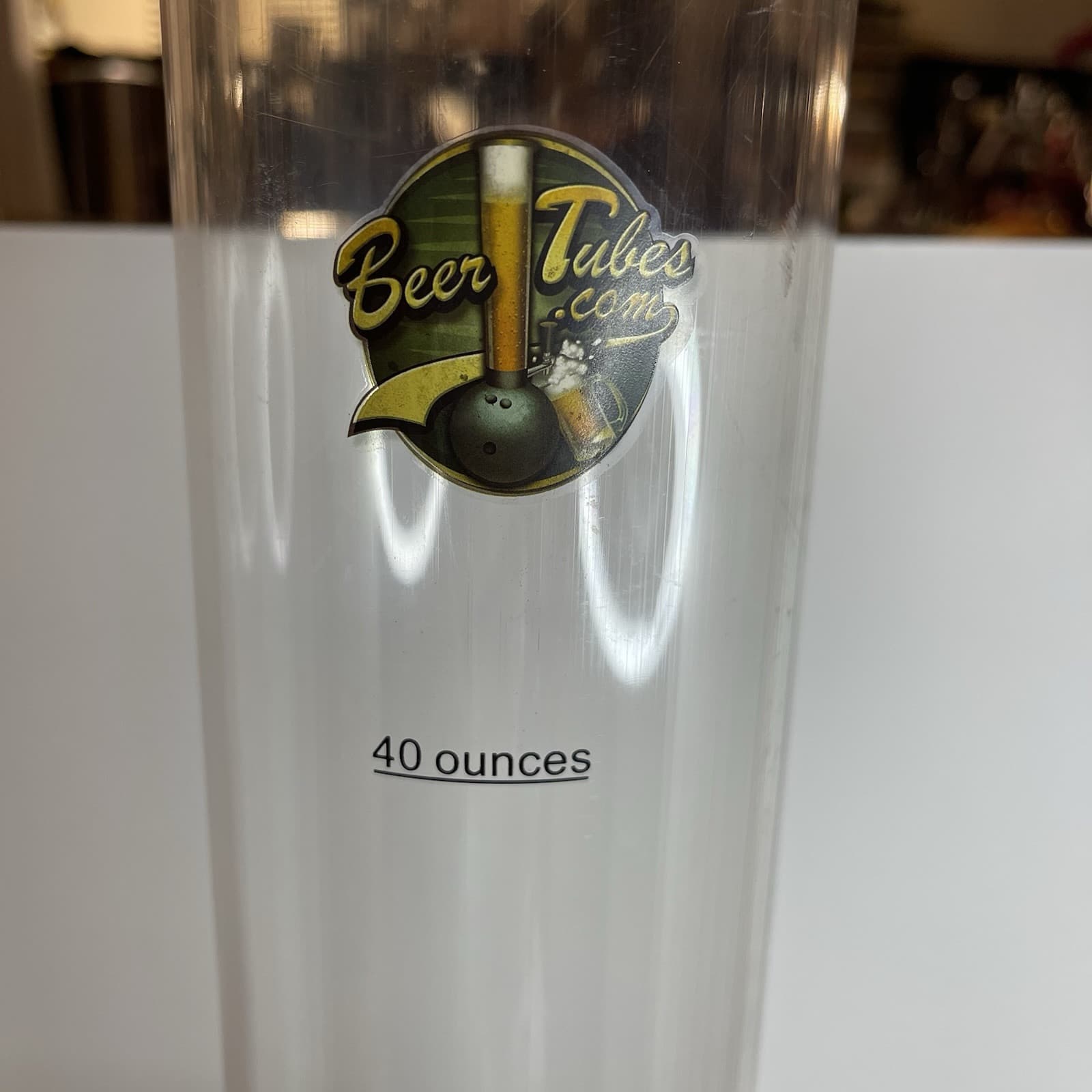 Basketball Beer Tower 100 Ounce Tall Tube Beer Tap 2011 Wooden Base 4