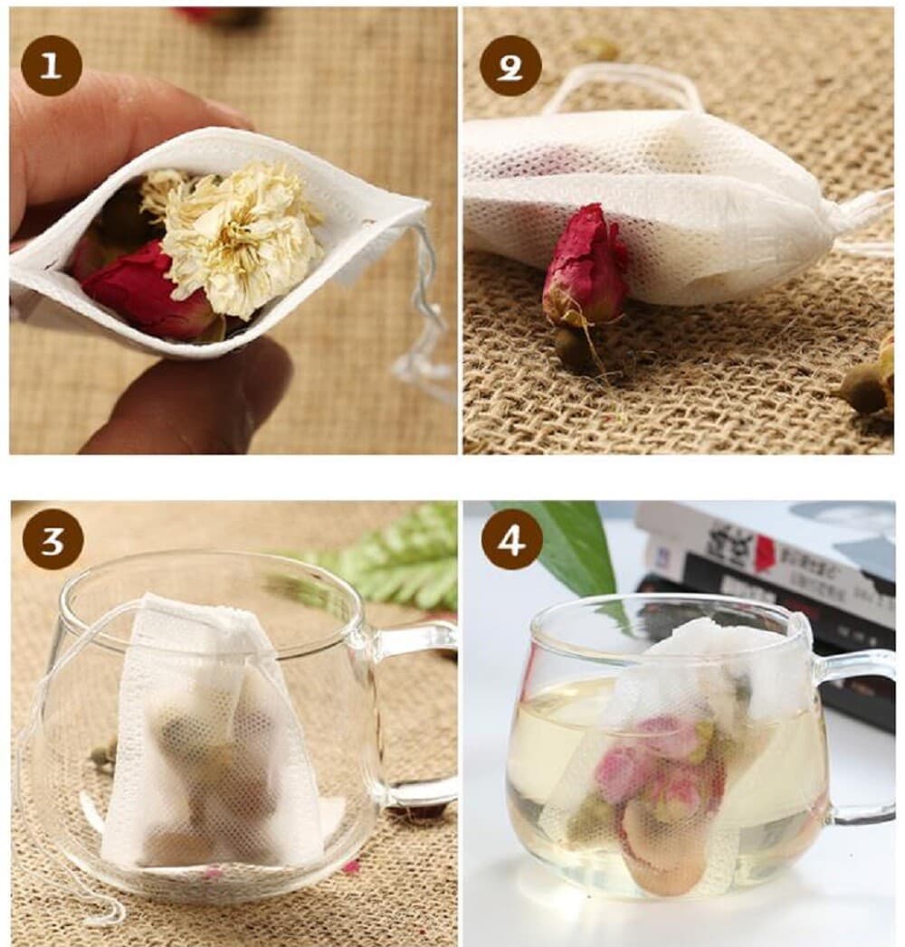 100-Pack 8×10 cm Non-Woven Disposable Tea Bags – Empty Herb & Loose Leaf Filter 6