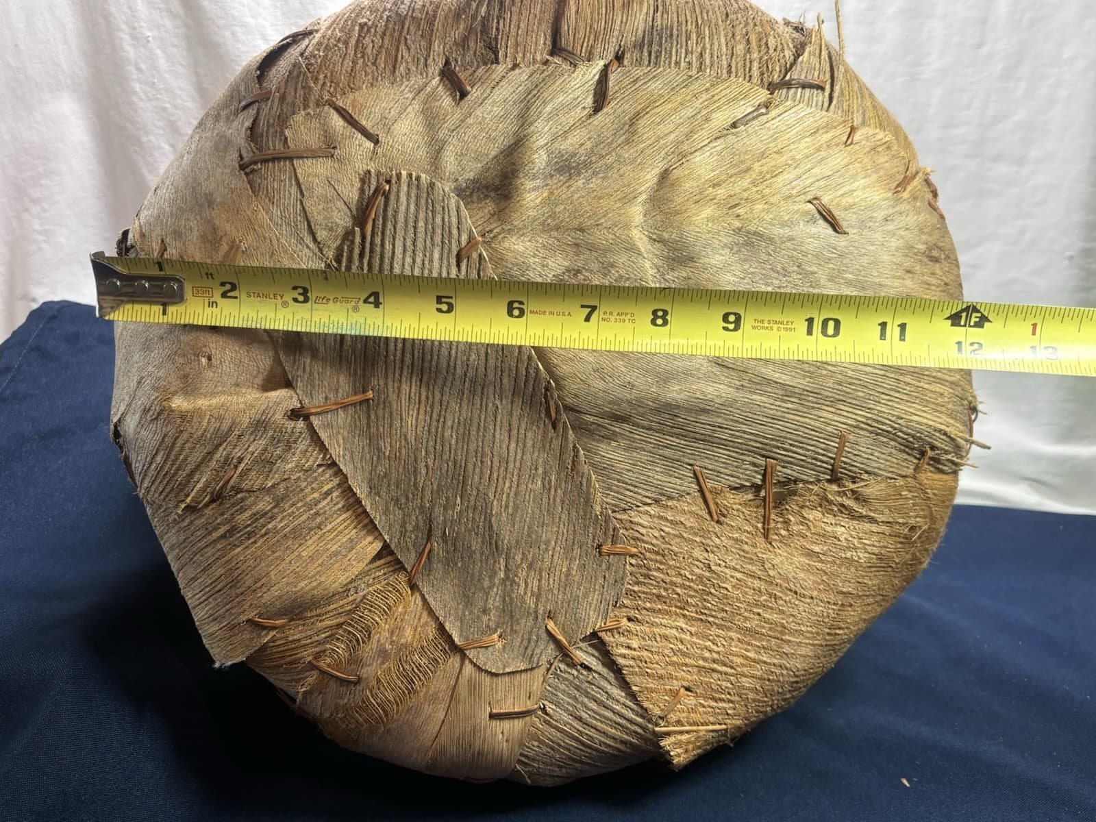 African Coconut Husk Curved Vine Handles Large Primitive Basket. Estate Item EUC 6