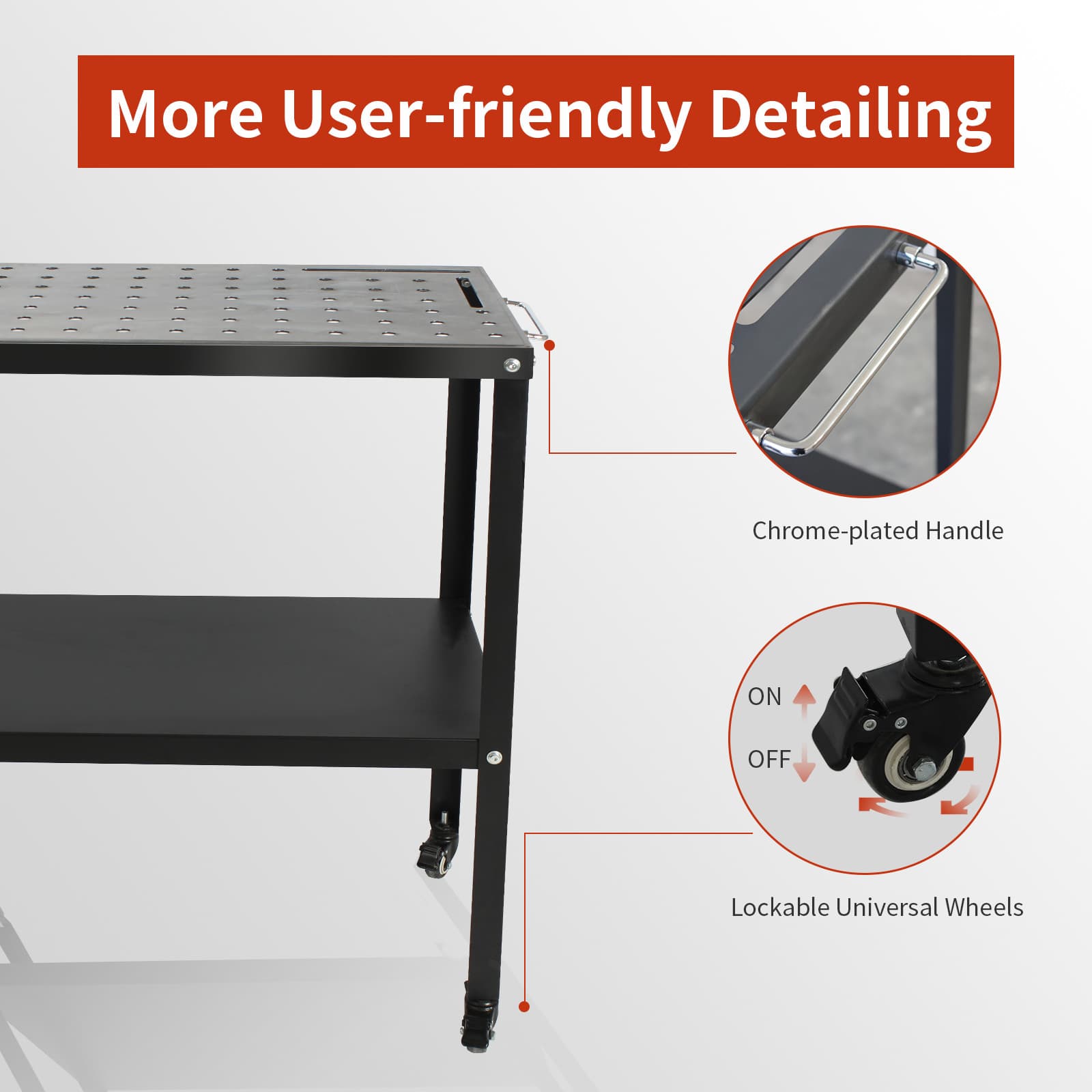 36x18in Welding Table 1200lbs Load Capacity Industrial Workbench with 5/8" Holes 5