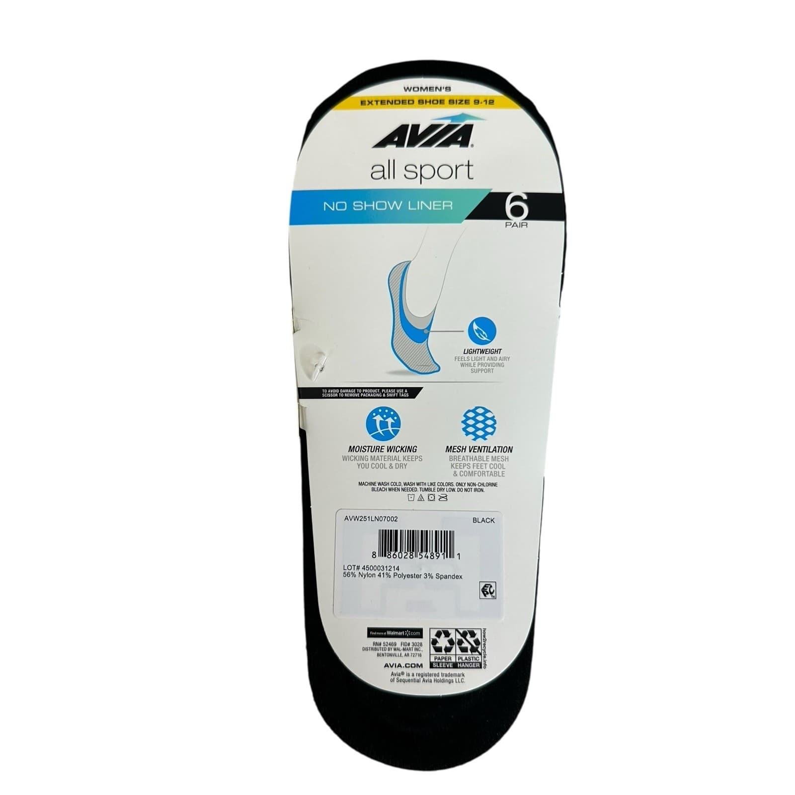 AVIA Women's Micro Performance Sport No Show Liner Socks 6 Pack New Lot of 2 4