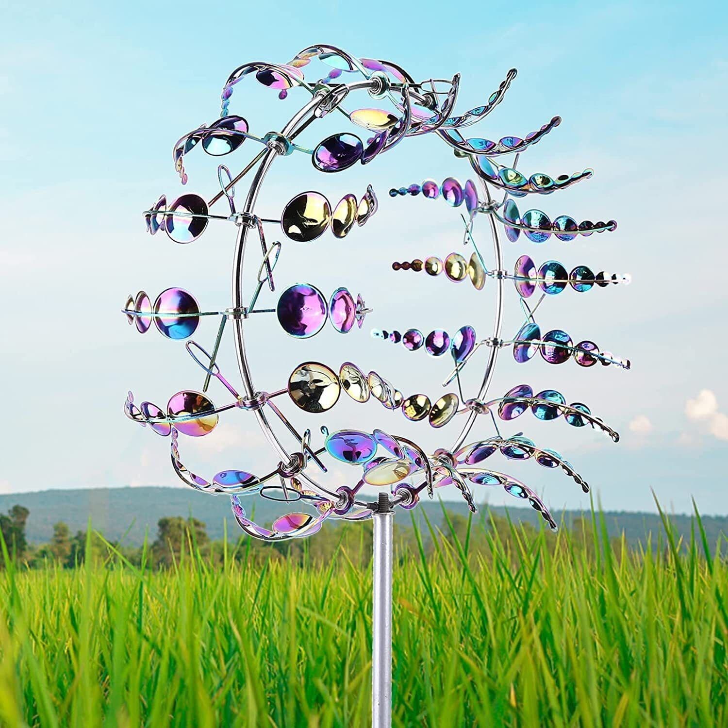 Magical Wind Powered Kinetic Windmill Metal And Sculpture Spinner Garden Unique 4