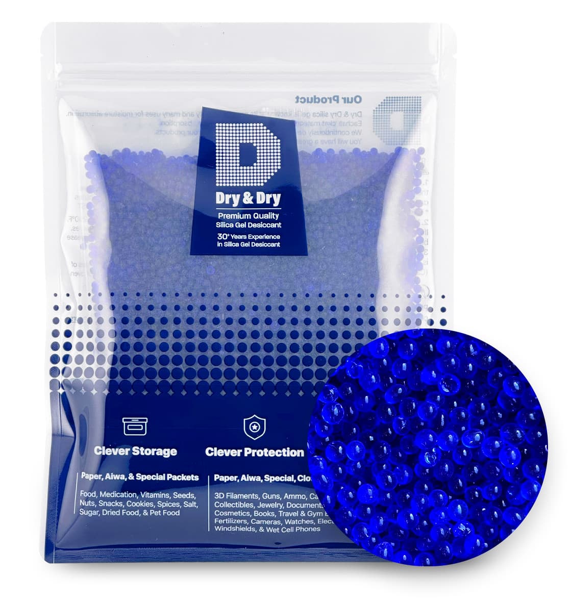 (1.2 LBS) Blue Indicating Silica Gel Beads(Premium) - Double Packaged Protection
