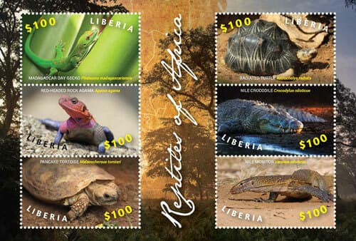 Liberia - 2015 - REPTILES OF AFRICA - Sheet of 6 Stamps - MNH 
