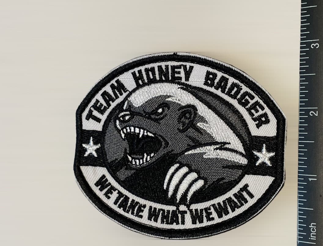 2 PCS TEAM HONEY BADGER MILITARY TACTICAL US ARMY COMBAT SWAT HOOK PATCH 6