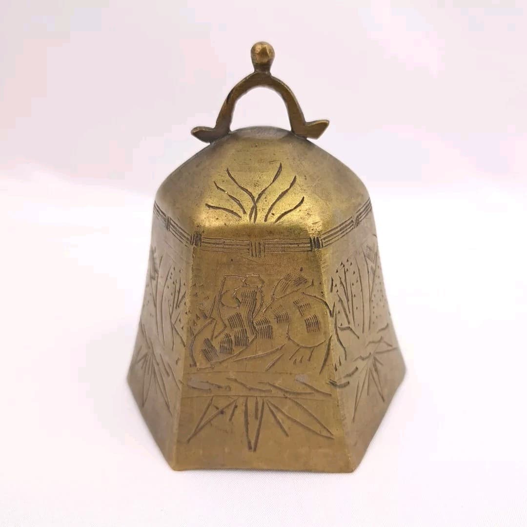 Antique Tibetan Bell Chinese Buddhism Temple Brass Faceted Meditation Prayer 4