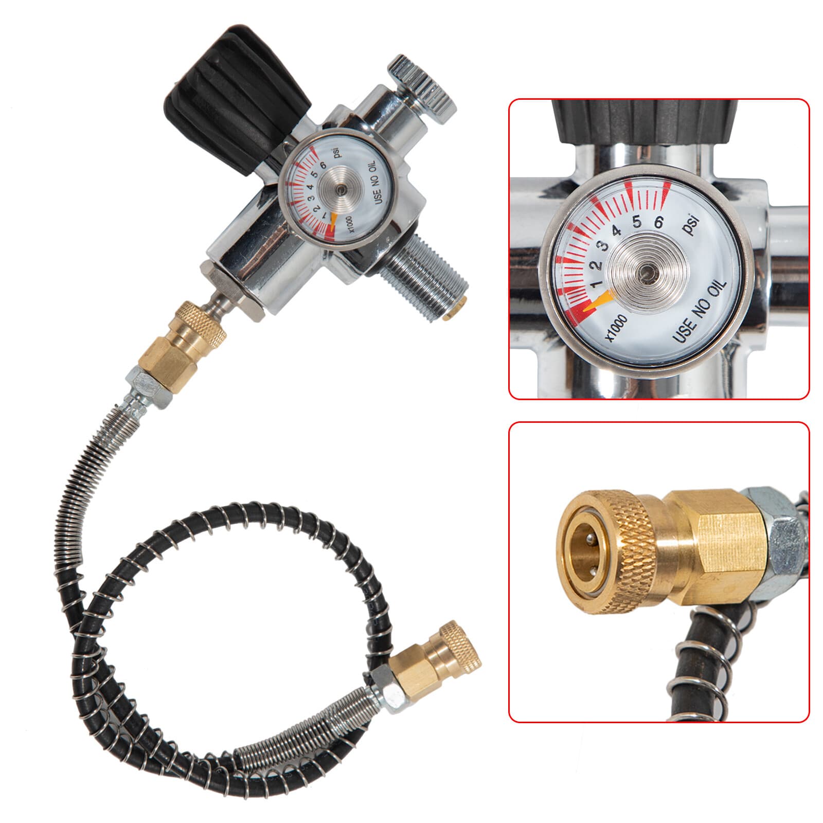 Air Valve Regulator with Hose Explosion-proof Built-in Valve for PCP Air Tank US