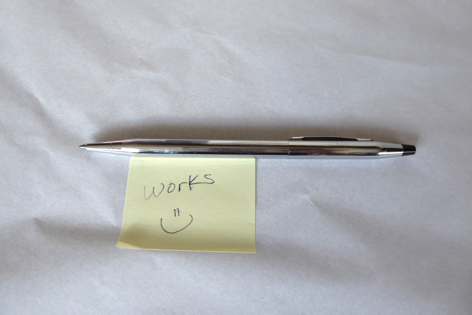 Vintage Cross Classic Rollerball Chrome Pen 5.25" Long Black Ink Engraved DAD 2