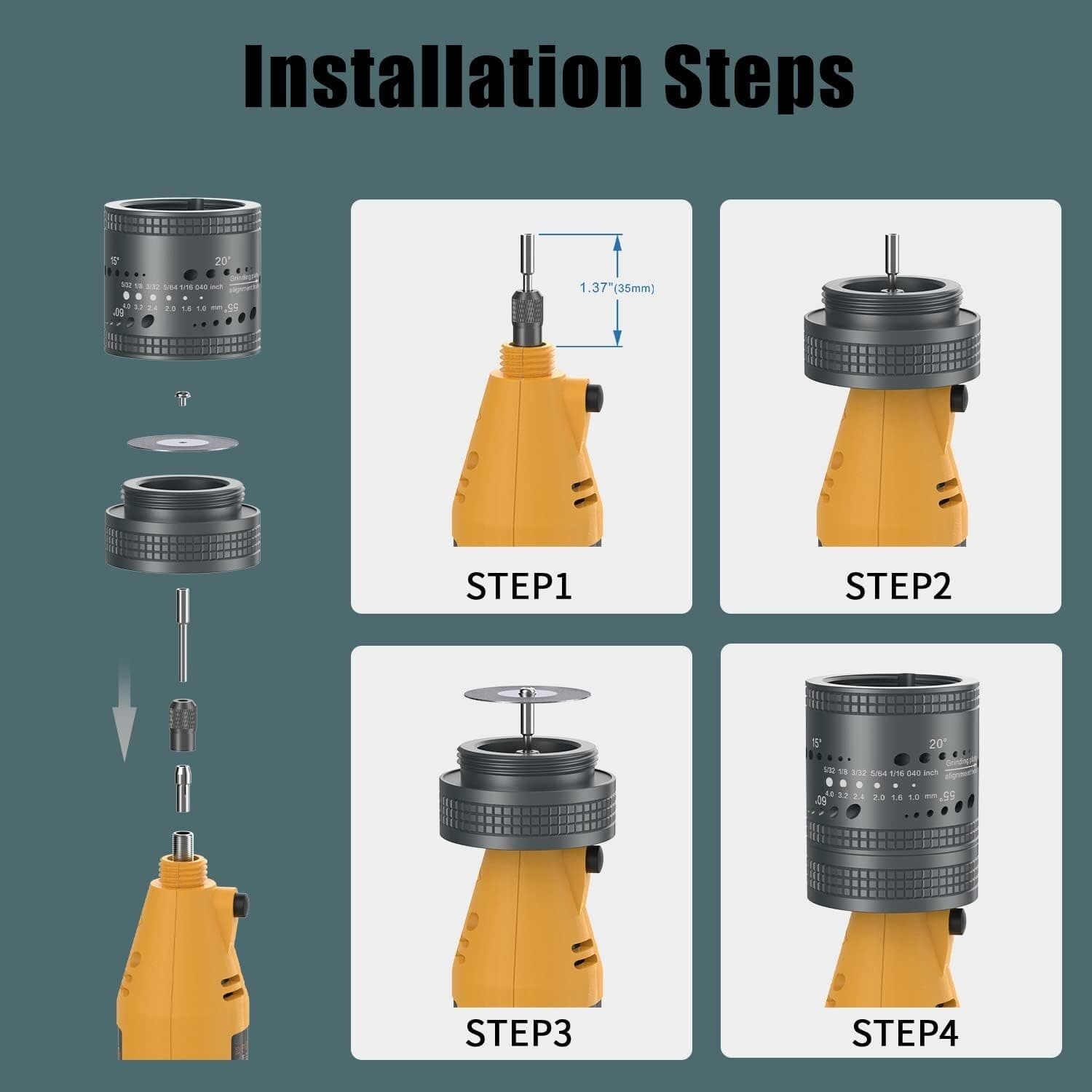 Tungsten Electrode Sharpener Grinder TIG welding Rotary Tool 6 Sizes 10 Angles 3