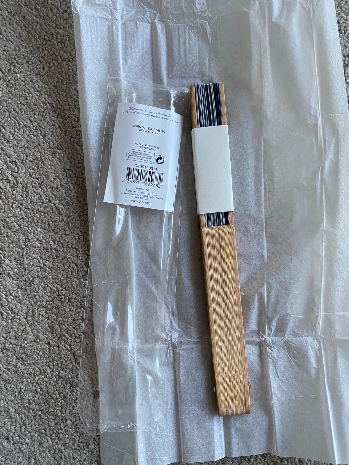 New Authentic Christian Dior Diorviera Bamboo Folding Fan Accessory Collectible 3